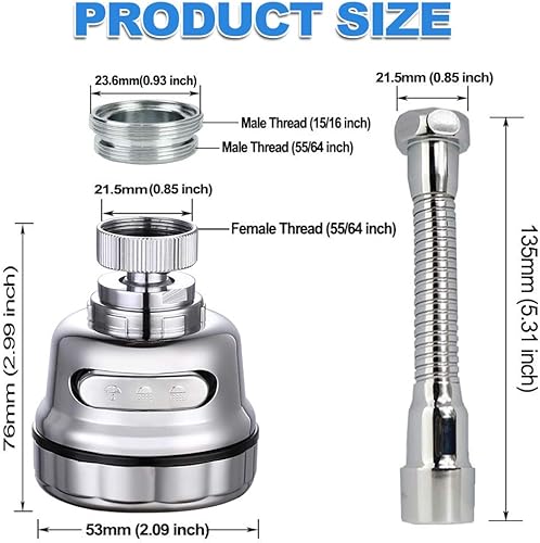 Miniatura 6 de Accesorio para grifo de fregadero de cocina cabezal de grifo de cocina movible giratorio de 360 cabezal de boquilla de pulverizador de fregadero