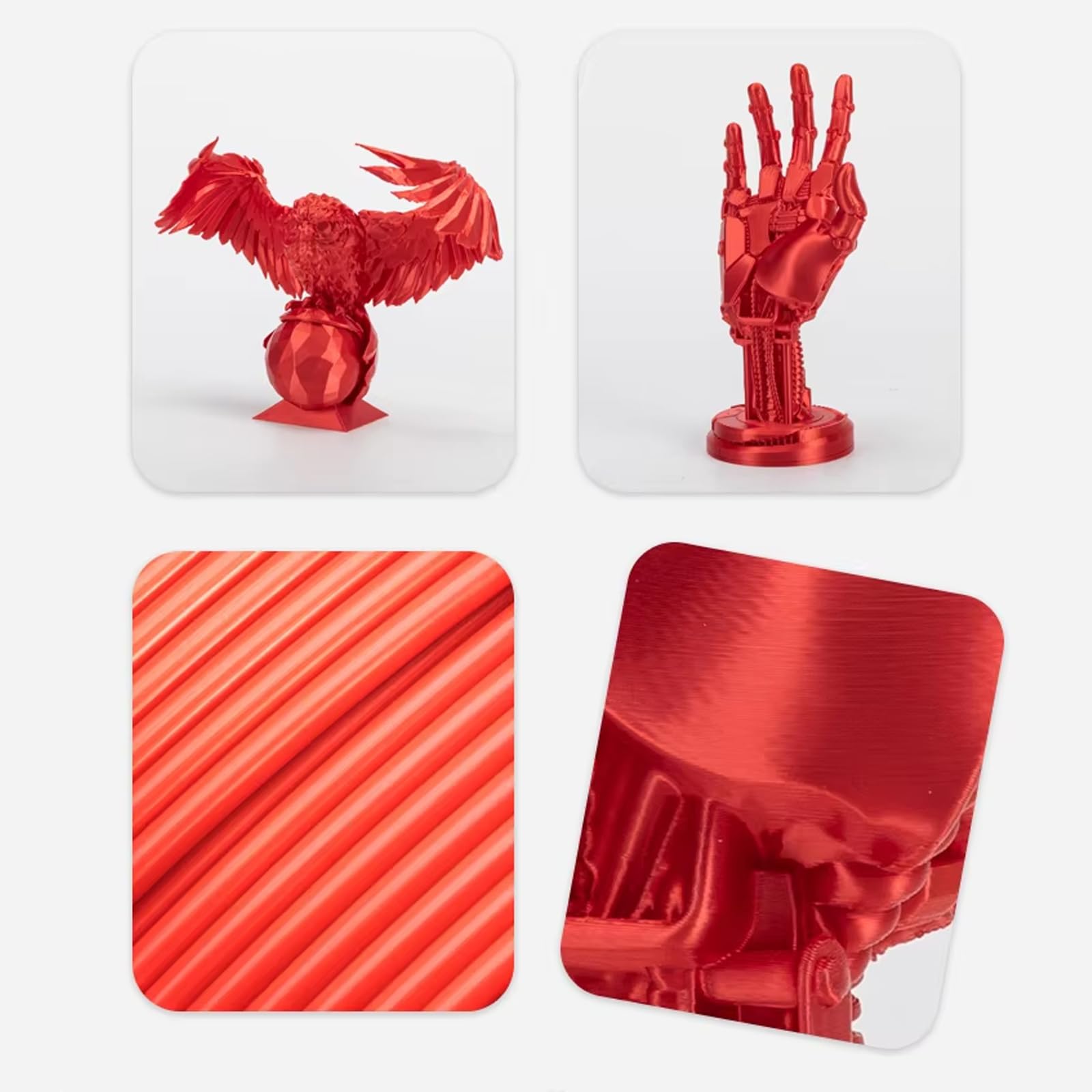 Filament jedwabny, jedwabny materiał do druku 3D, 1 kg (2,2 funta) błyszcząca szpula, bez zapychania, żywe kolory i metaliczna tekstura, do drukowania żywych i ekskluzywnych obiektów