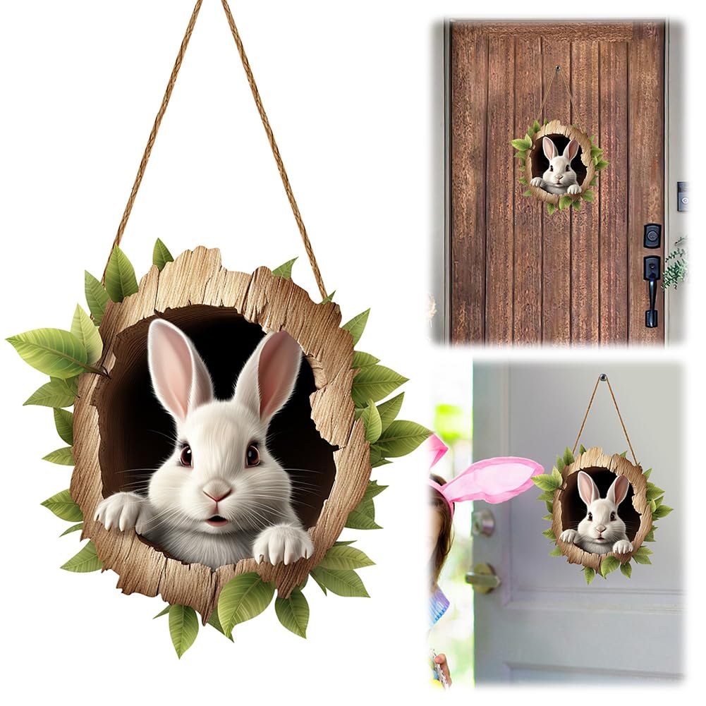 Kobona D Easter Wooden Sign, Happy Easter Oor Handing Plaque, Bunny Wall Ecoration,Chick Rabbit Woo Sign,Spring Holiday Woo Plaque For Party Wall Ecor For Home Outdoor Indoor Ecoration