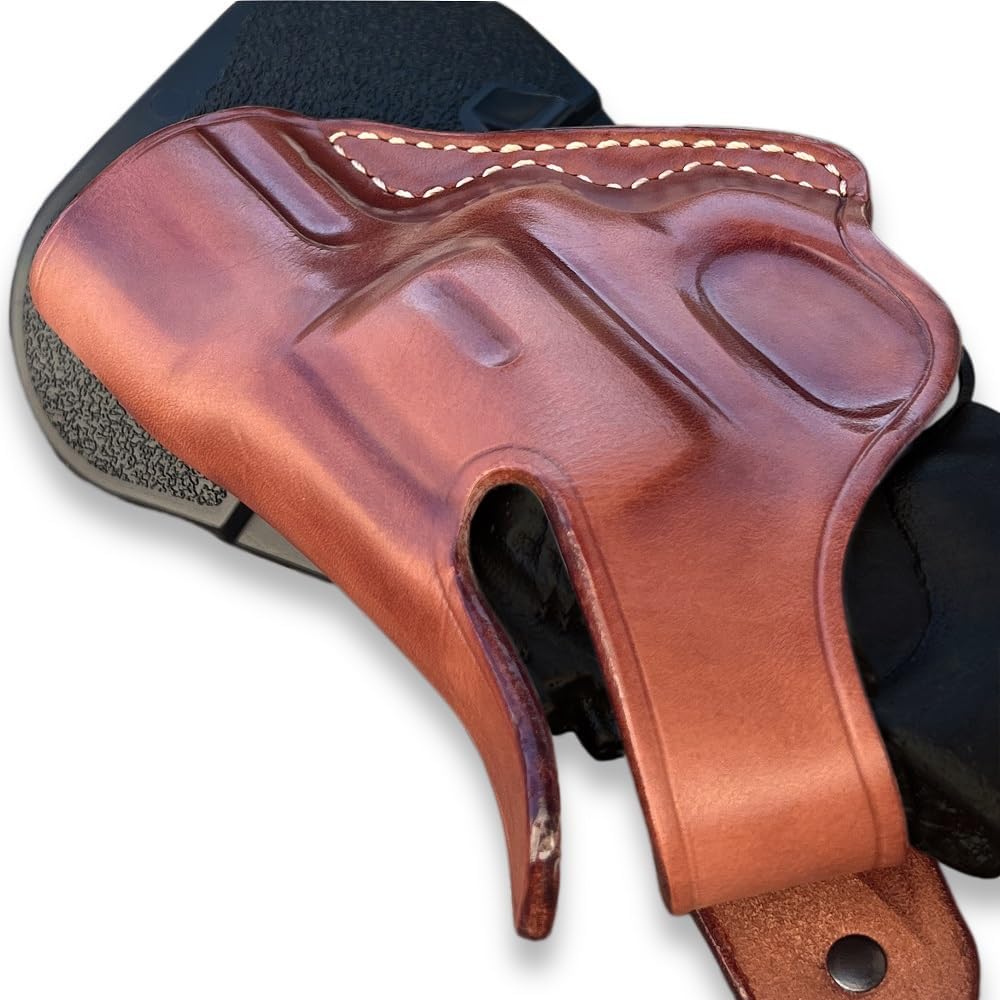 Masc OWB Leather Paddle Holster with Thumb Break Fits King Cobra Carry 357 Mag 6RD 2" Barrel, R/H Draw Brown Color #1644#