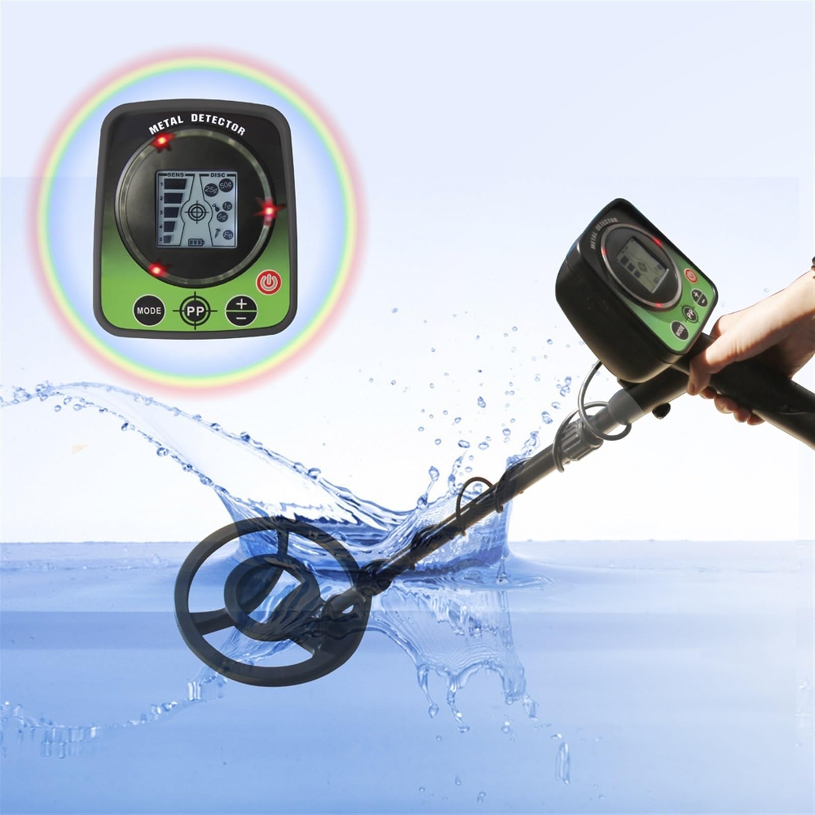 Hochempfindlicher Metalldetektor Tragbarer Goldfinder Schatzjäger wasserdichte Suchspule for Erwachsene PräZise Ortung