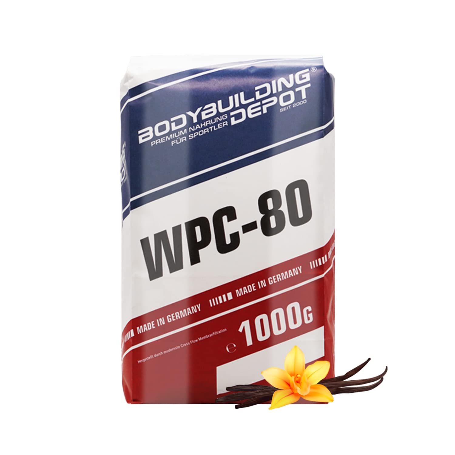 Bodybuilding Depot Whey Protein Pulver 1kg - Vanille | umweltfreundlich in Papier verpackt