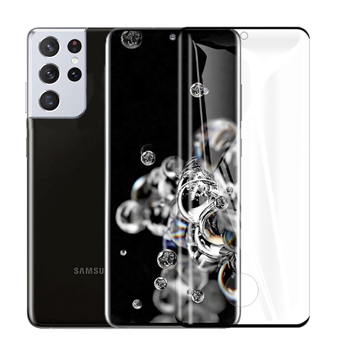 Zore Galaxy ile uyumlu S21 Ultra Süper Pet Ekran Koruyucu Jelatin Siyah