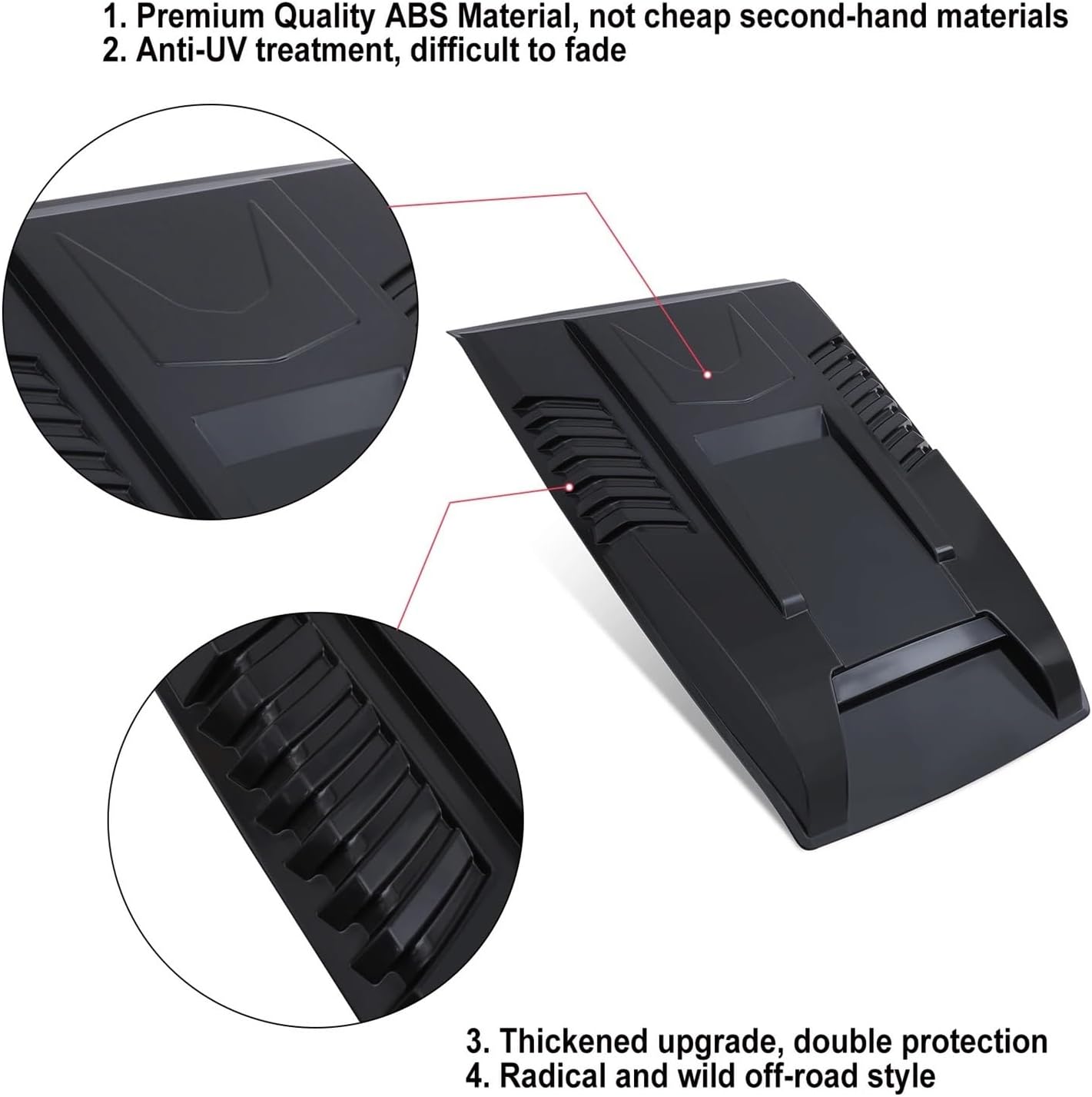 Engine Bonnet Vent Hood Scoop Cover Compatible with Nissan Navara NP300 Frontier 2021 2022 2023 2024 2025 ABS Black Car Exterior Accessories