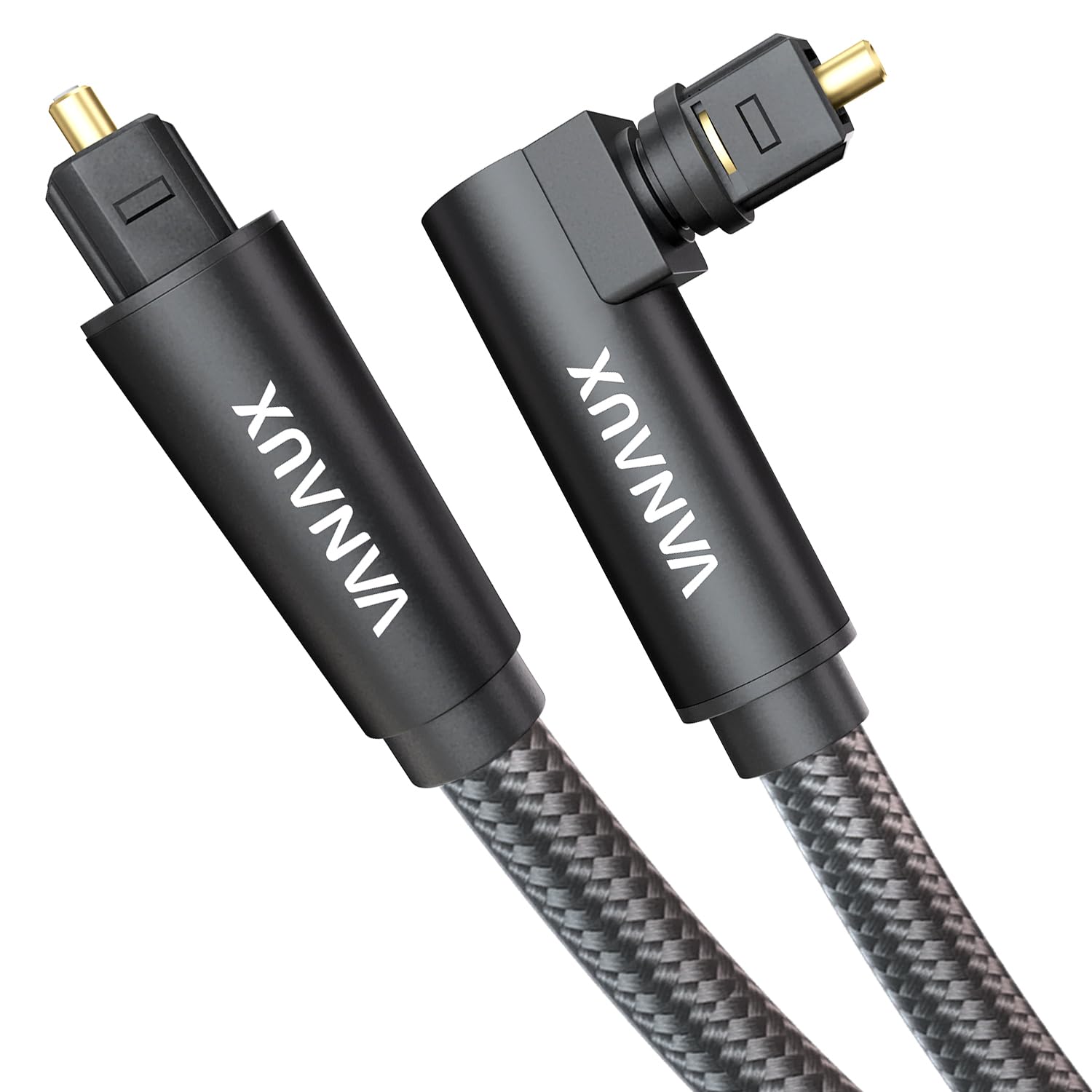 VANAUX Cavo audio ottico digitale Toslink a 90 gradi, in fibra ottica, da maschio a maschio, per home theater, soundbar, console di gioco (10 m)