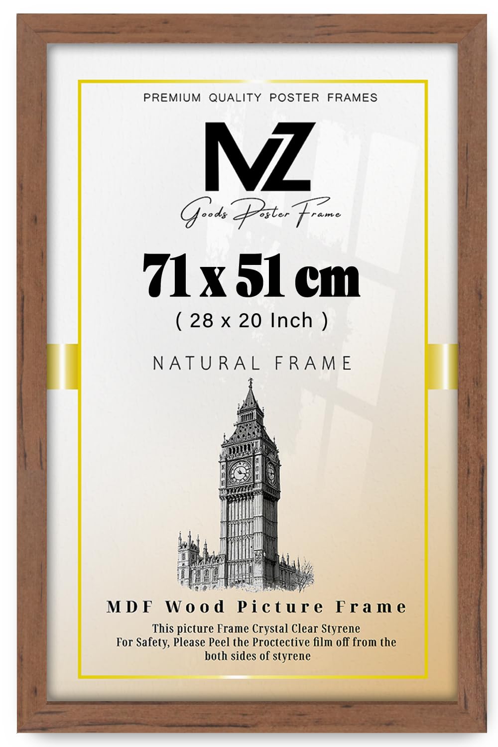 Mz Goods Walnut | Inspirational (71 X 51 Cm) Scenic Photography Frame, 20" X 28" Great For Kids' Room Décor/Gym/Office 710 X 510 Mm [ ]