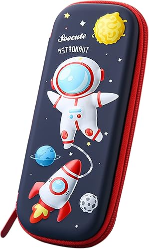 MCWTH Estuche para lápices para niños, astronauta 3D, gran capacidad, impermeable, con compartimentos, bonita bolsa para bolígrafos para jardín de