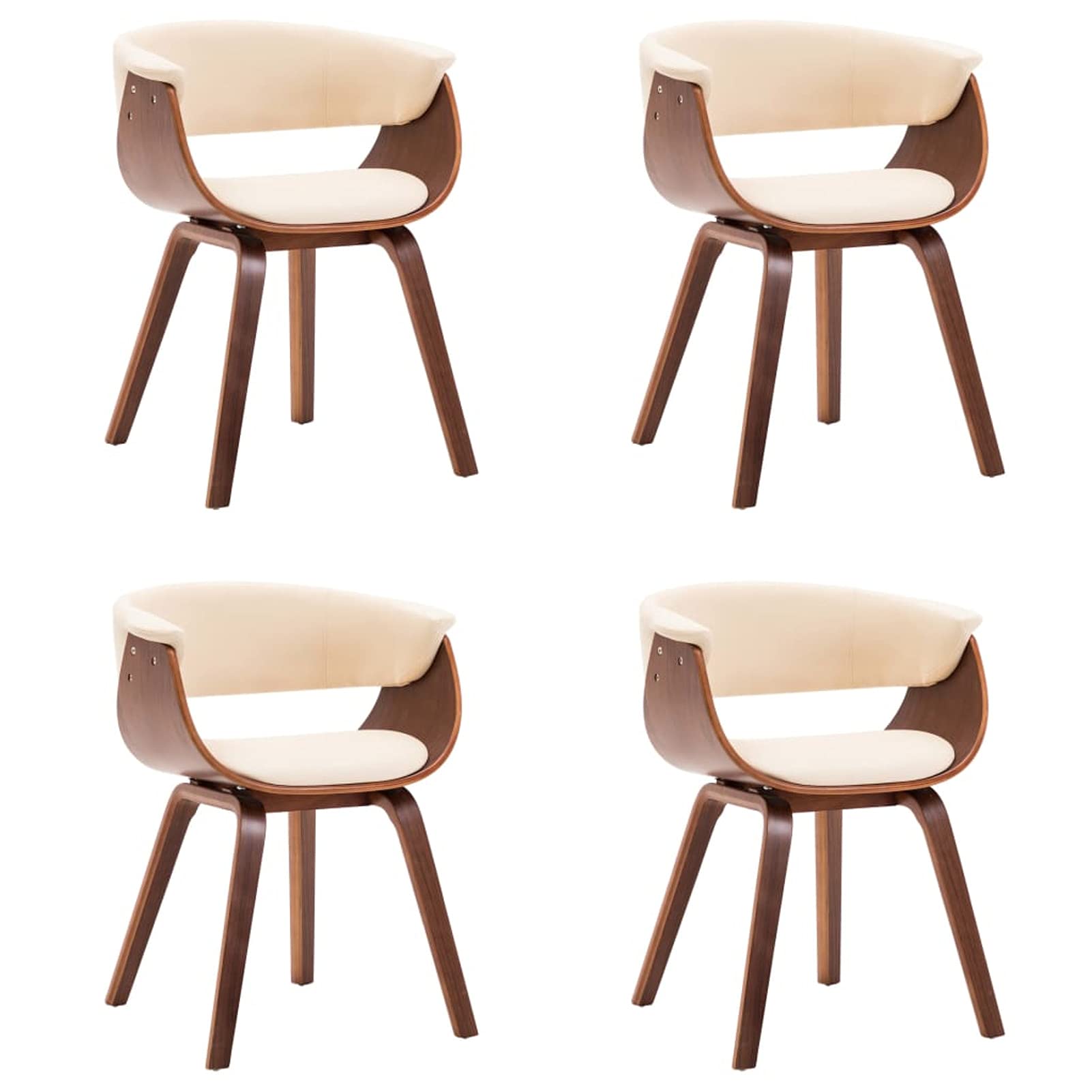 Krzesła do jadalni 4 szt. Krzesła do jadalni Krzesła Jadalnia Salon Meble Dining Chairs Krzesło do jadalni Kremowe drewno łukowe i sztuczna skóra