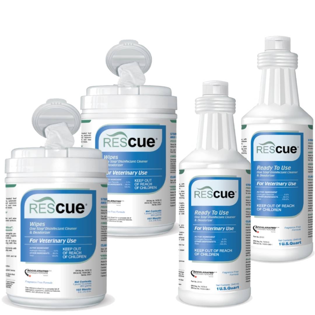 REScue Canister Wipes 2 Pack RTU 32oz Disinfectant 2 Pack Disinfectant Cleaner for Vet Use Designed to Clean