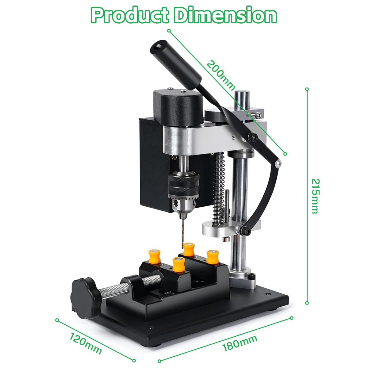 Taladro de Columna, Taladro De Banco Eléctrico De 250 W, Taladro De Prensa Ajustable De 5 Velocidades, Perforación De 40mm, Taladro Eléctrico Multifunción Para Perforación Directa De Metal, Madera