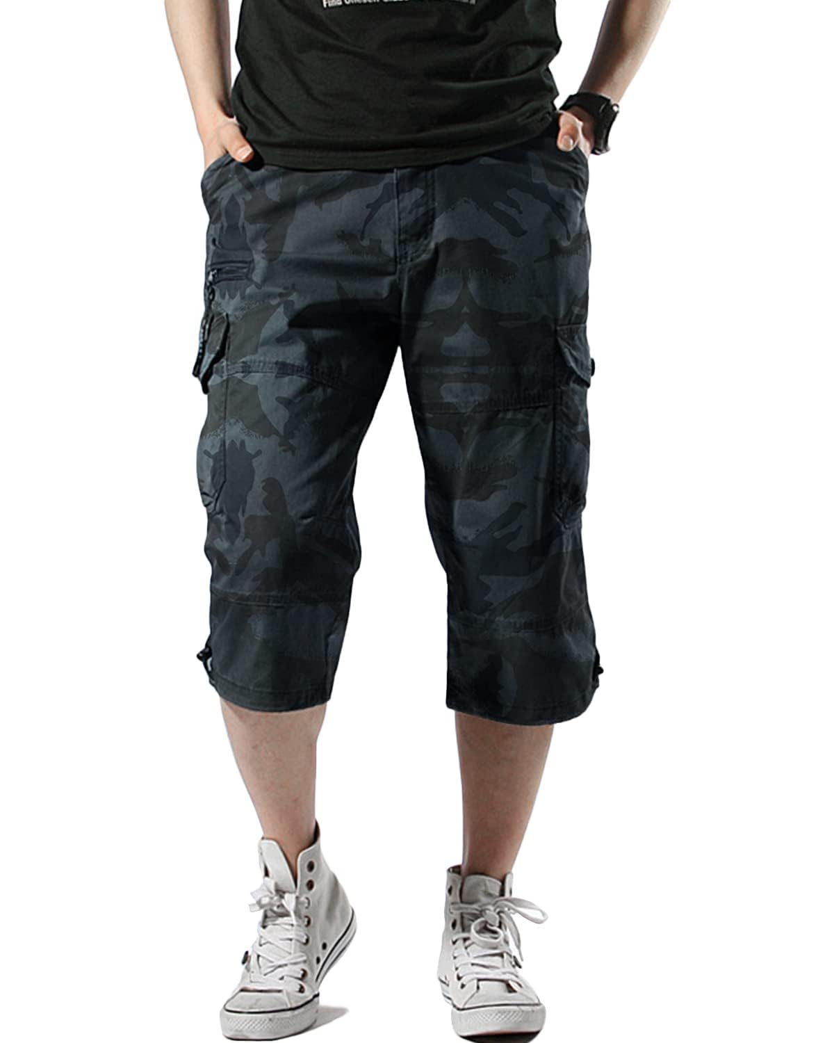 Misfuso Cargo Shorts Herren 3/4 Sommer Kurze Klassisch Geschnittene cargoshortsOutdoor Bermuda Kurz Hose Atmungsaktiv Freizeitshorts Baumwolle Arbeitshose mit Multi Taschen und Gummibund