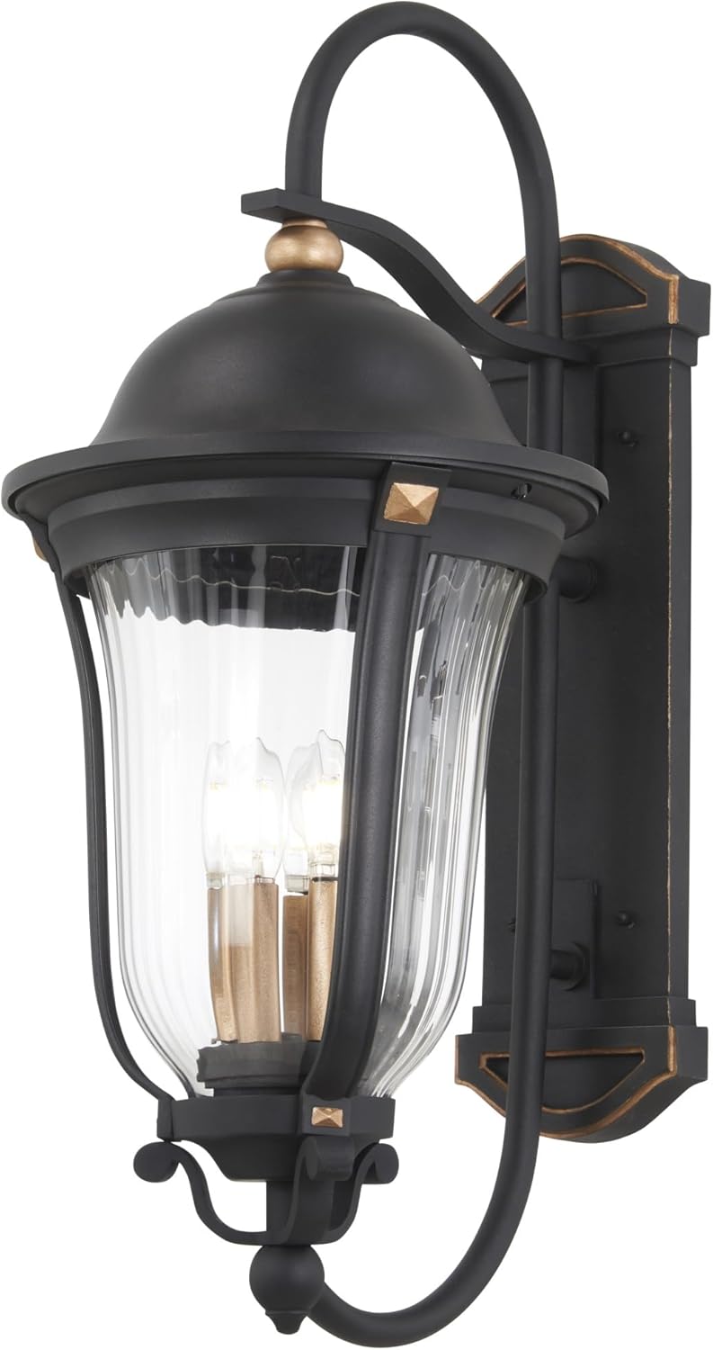 Minka Peale Street 21 3/4" Sand Coal and Gold Outdoor Wall Light