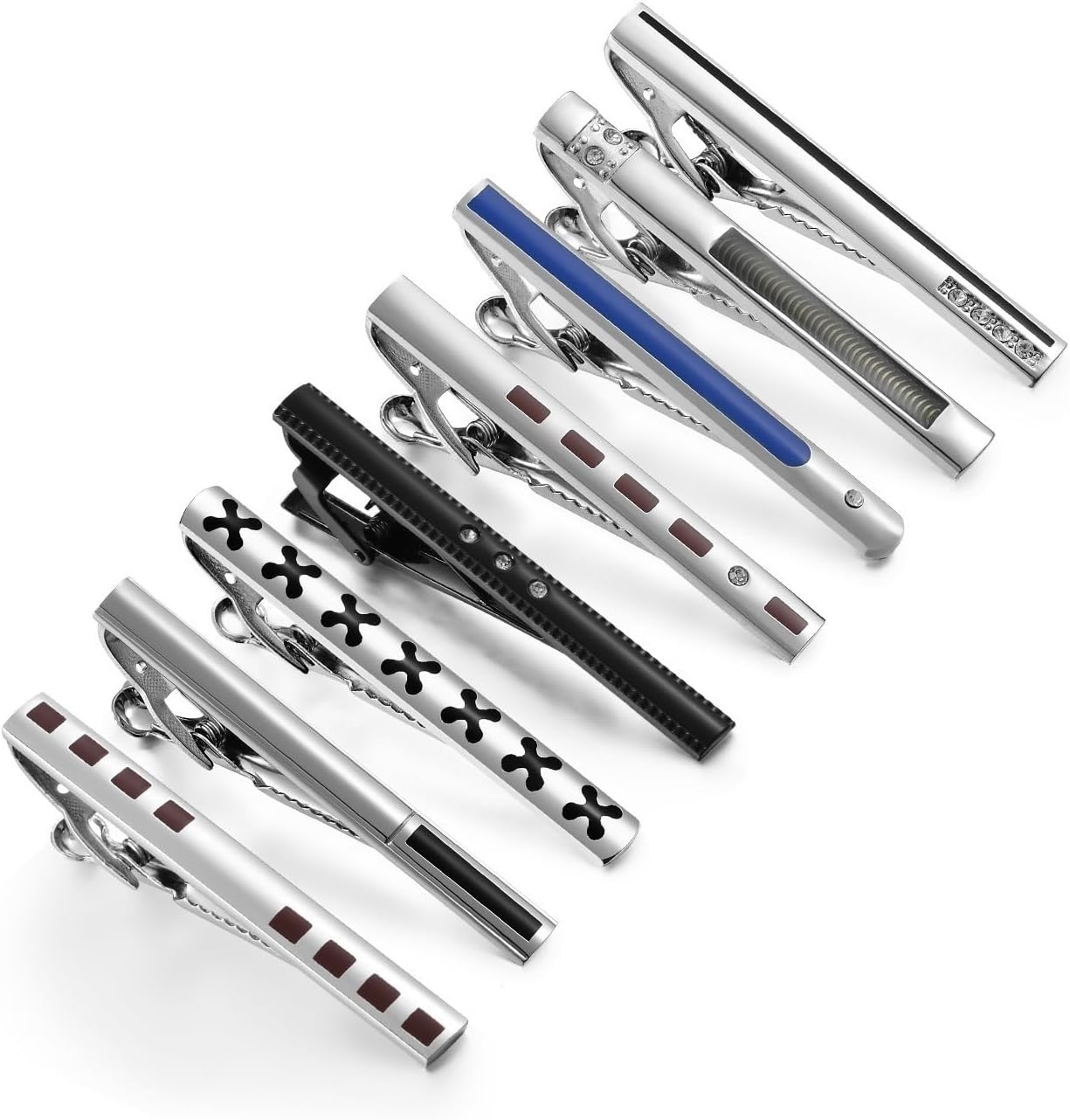 Enamel Tie Clip Set with Diamond