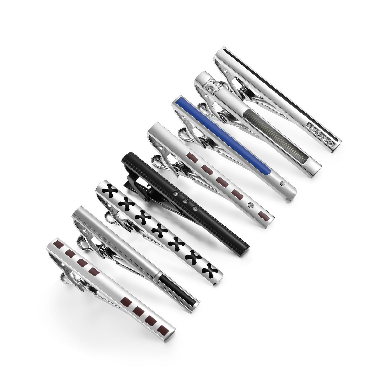 Zestaw spinek do krawata z emalii z diamentową spinką do krawata