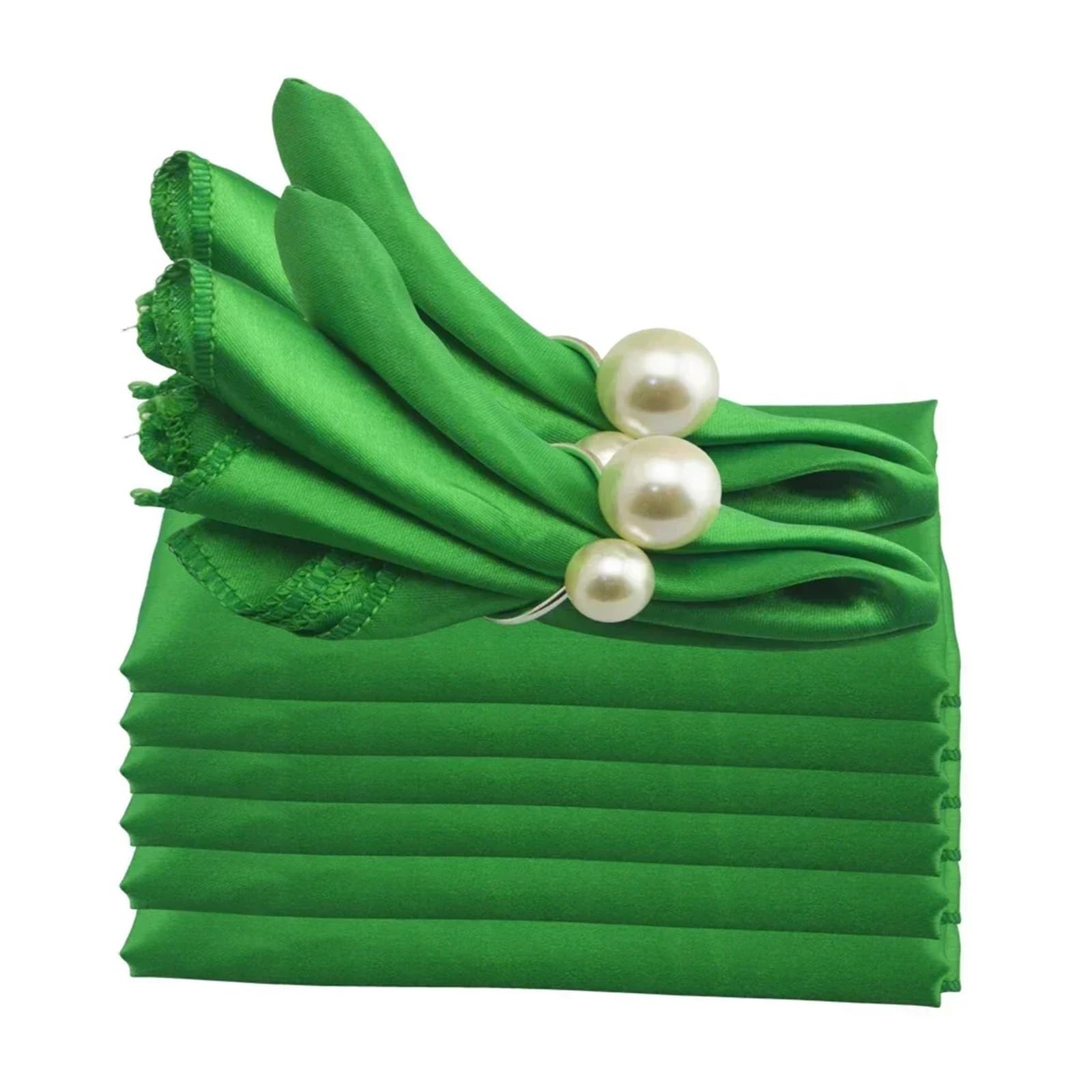 Satin Dinner Napkins 24pcs Shiny Satin Wedding Table Napkins 19"x19" Birthday Party Cloth Napkin Restaurant Coffee/Tea Towels(Green)