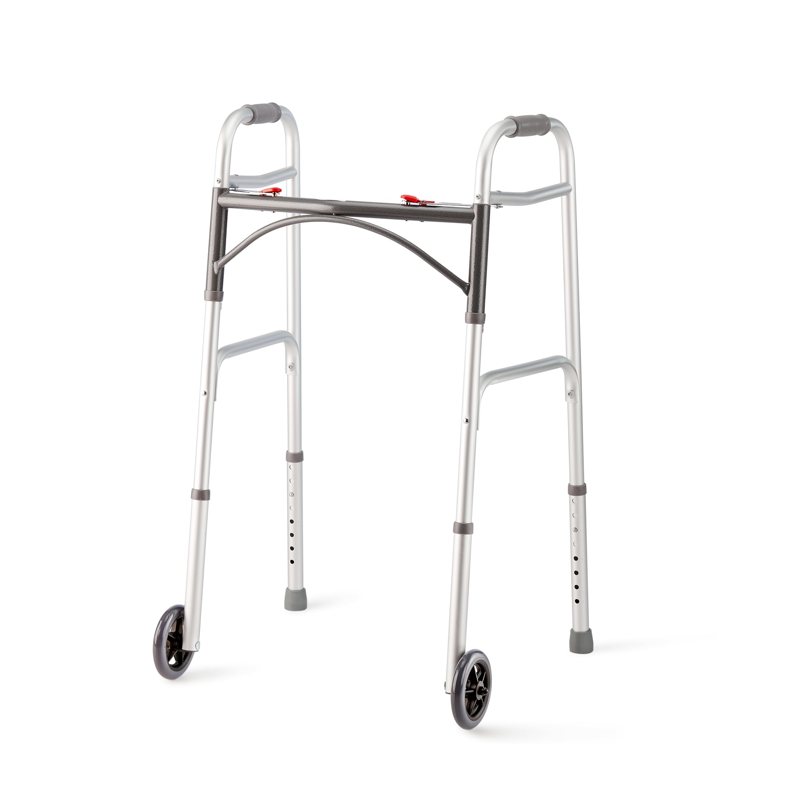 Bastidor con ruedas, altura ajustable, plegable, ligero, marco de aluminio, Zimmer con mecanismo de plegado rápido y virolas antideslizantes