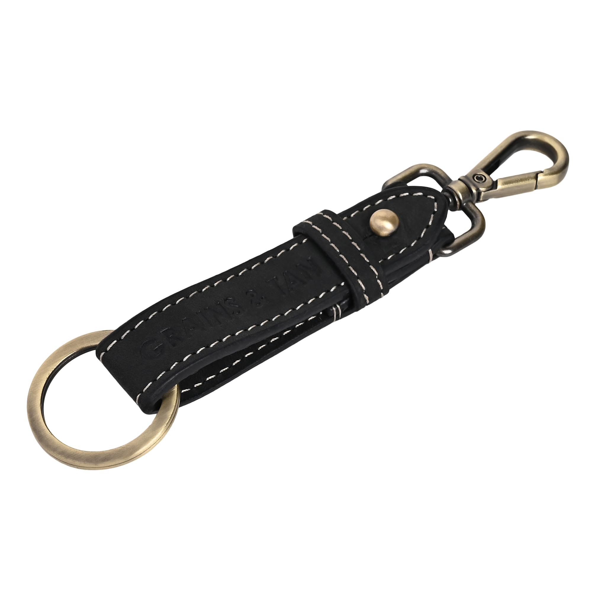 Grains & Tan Leather Keychain for Men Women Keyring Holder