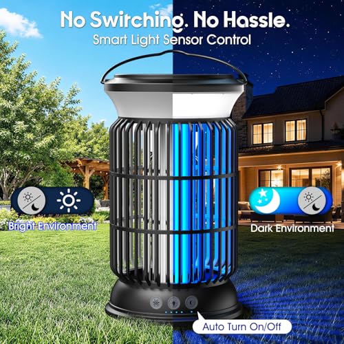 Image of Solar Bug Zapper Outdoor - Powerful Electric Bug Zapper with 4-in-1 Modes, Cordless & Rechargeable Insect Zapper, IP66 Waterproof Mosquito Zapper for Camping & Indoor Use
