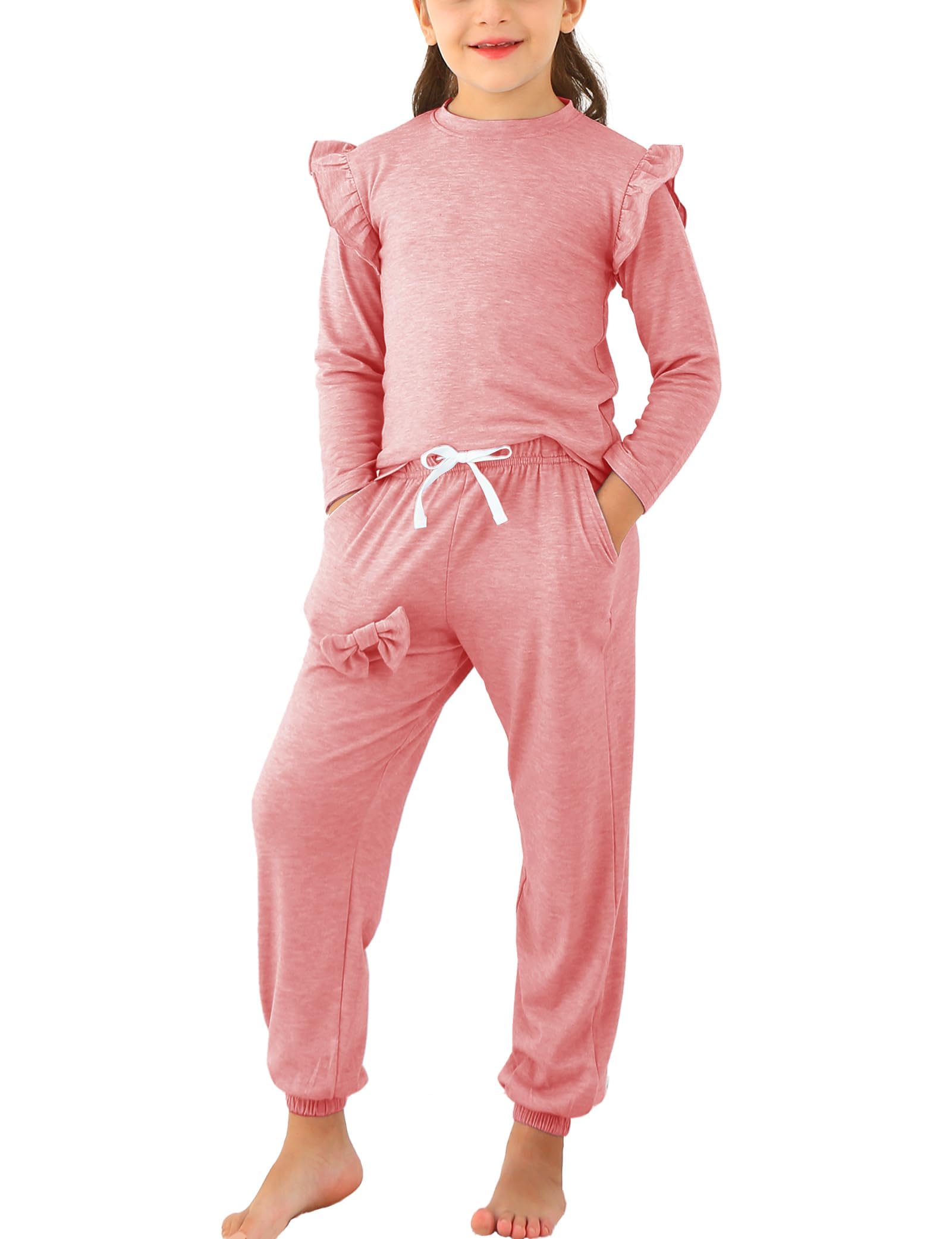 Jimonda Cotton Kids Outfit Girls Sweatsuit Set Solid Tracksuit 2PC