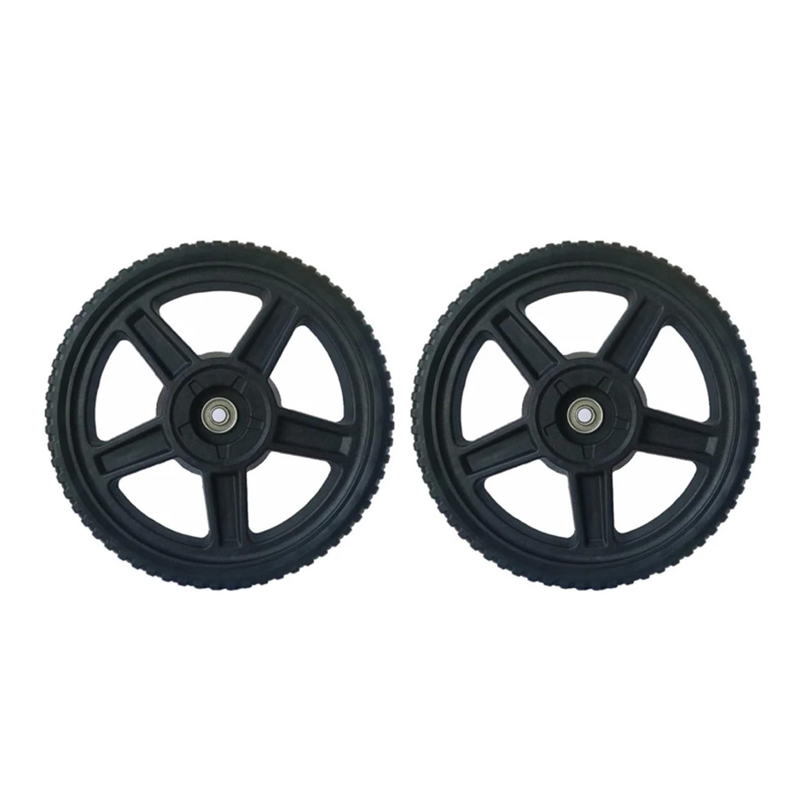 Genérico Kit de Ruedas cortacesped 8 Pulgadas 1/2Pcs, Empuje | Para cortacesped, generador, motocultor de jardin, carretilla de mano; plastico, negro(2pcs)