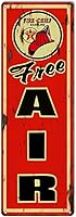 Retro 'Free Air Gasoline' Vintage Metal Tin Sign - 4x16 Inch Funny Garage Man Cave Wall Decor by Eletina
