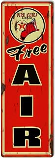 Retro 'Free Air Gasoline' Vintage Metal Tin Sign - 4x16 Inch Funny Garage Man Cave Wall Decor by Eletina