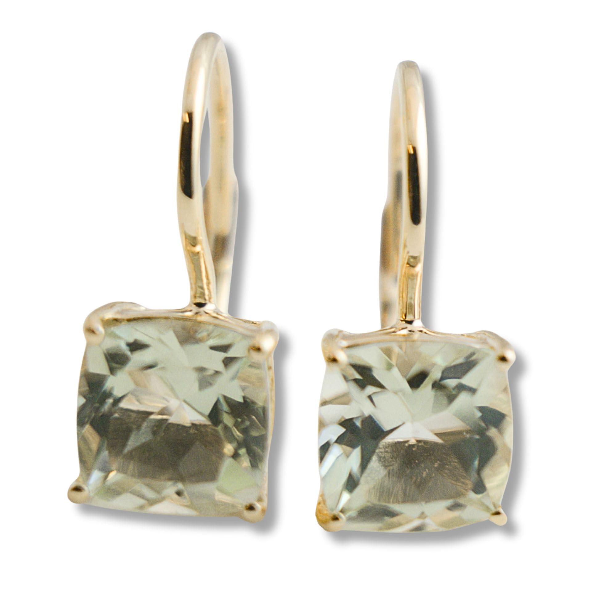 Orecchini in argento sterling 925 con prasiolite ametista verde taglio cuscino
