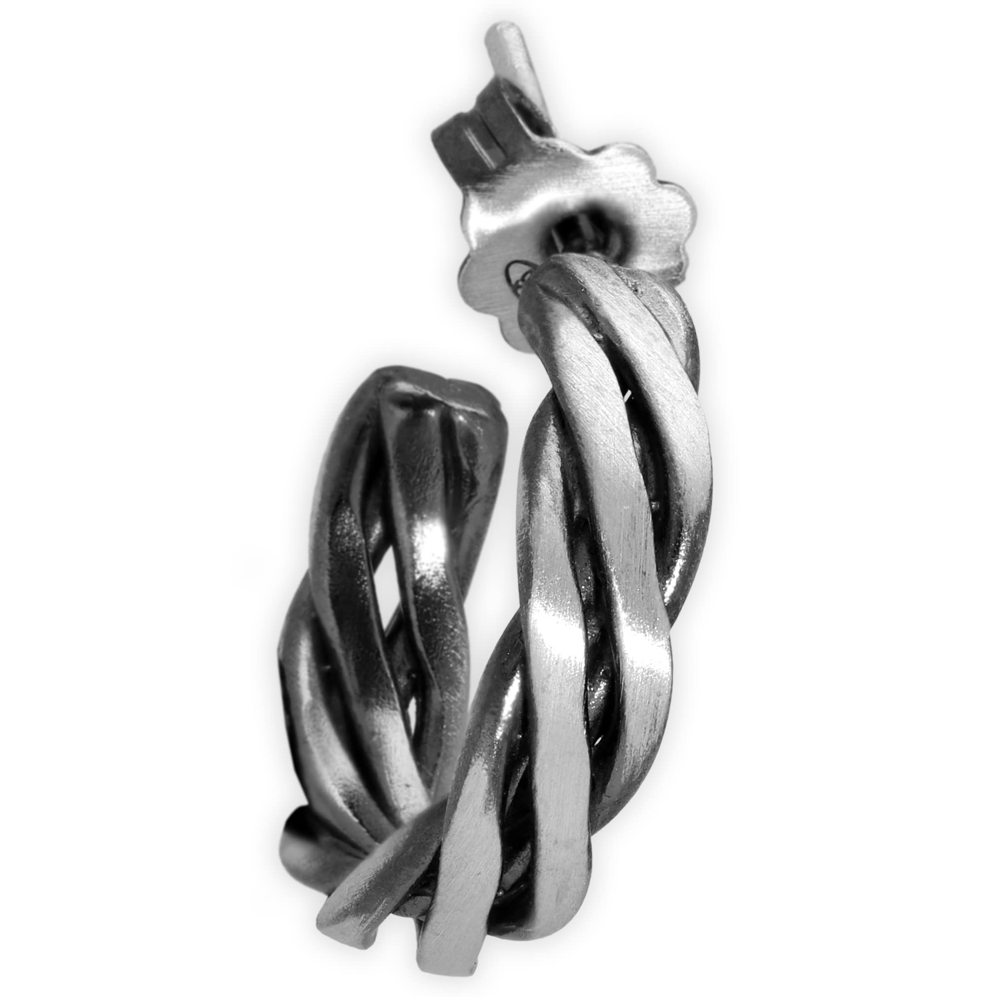 EMMANUELA handcrafted for you Pendiente de aro de plata esterlina en oro Huggie para hombre pendiente de aropendiente de aro regalo de hombre para novio regalo de cumpleaños hombre joyería (Plata oxidada (L - Diámetro 17mm))