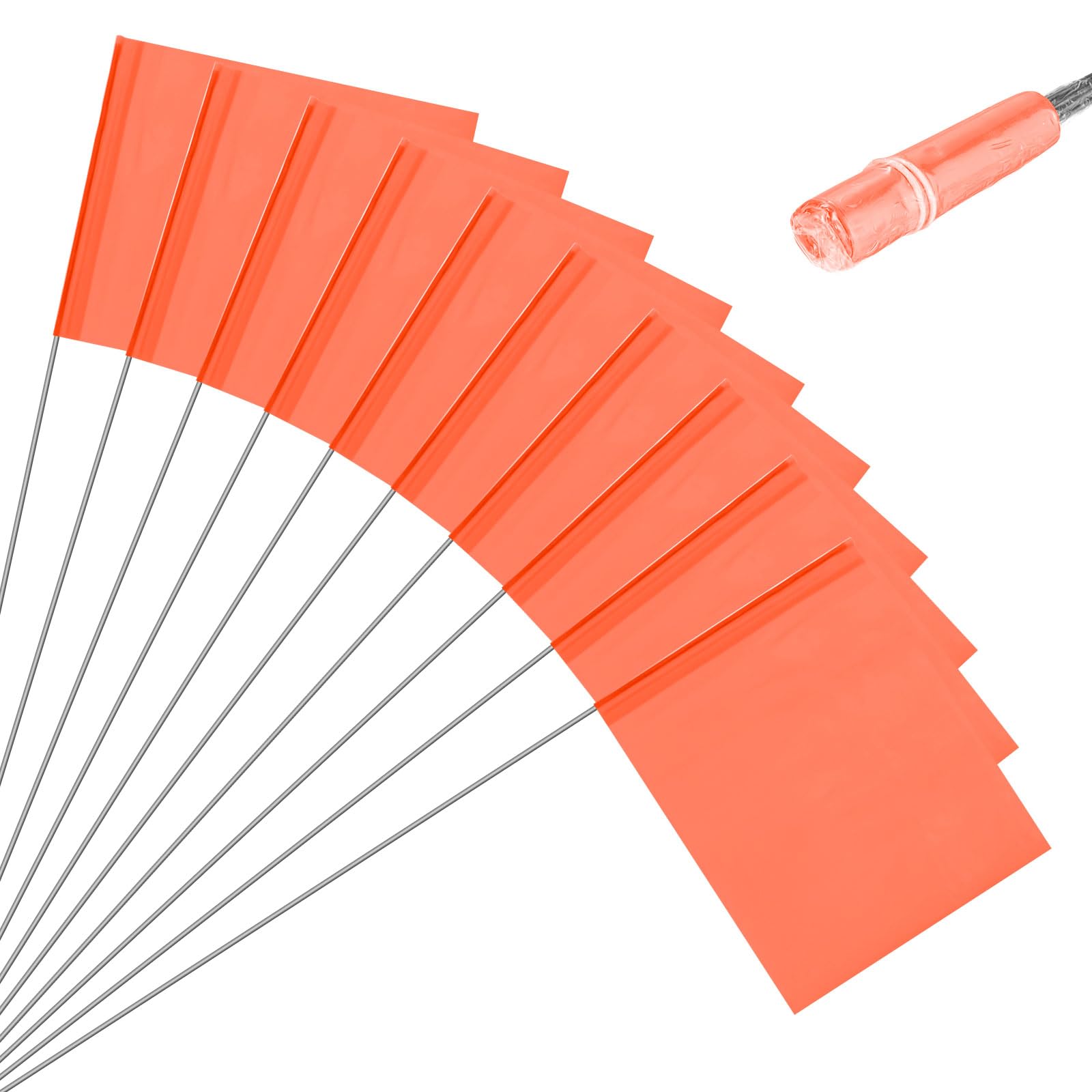 M METERXITY 10-Pack Blank Marking Flags Waterproof 15x5.1x4 Inch, Orange