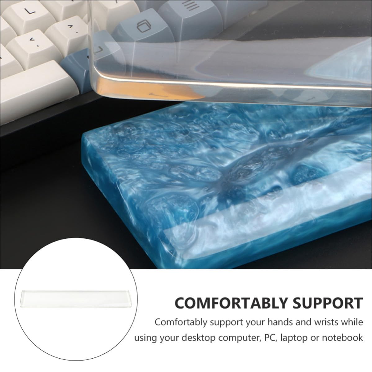 Homoyoyo Handgelenkauflage für Tastatur aus Epoxidharz 61 Weiß Stabil gegen Handgelenkermüdung für Mechanische Tastaturen und Gaming