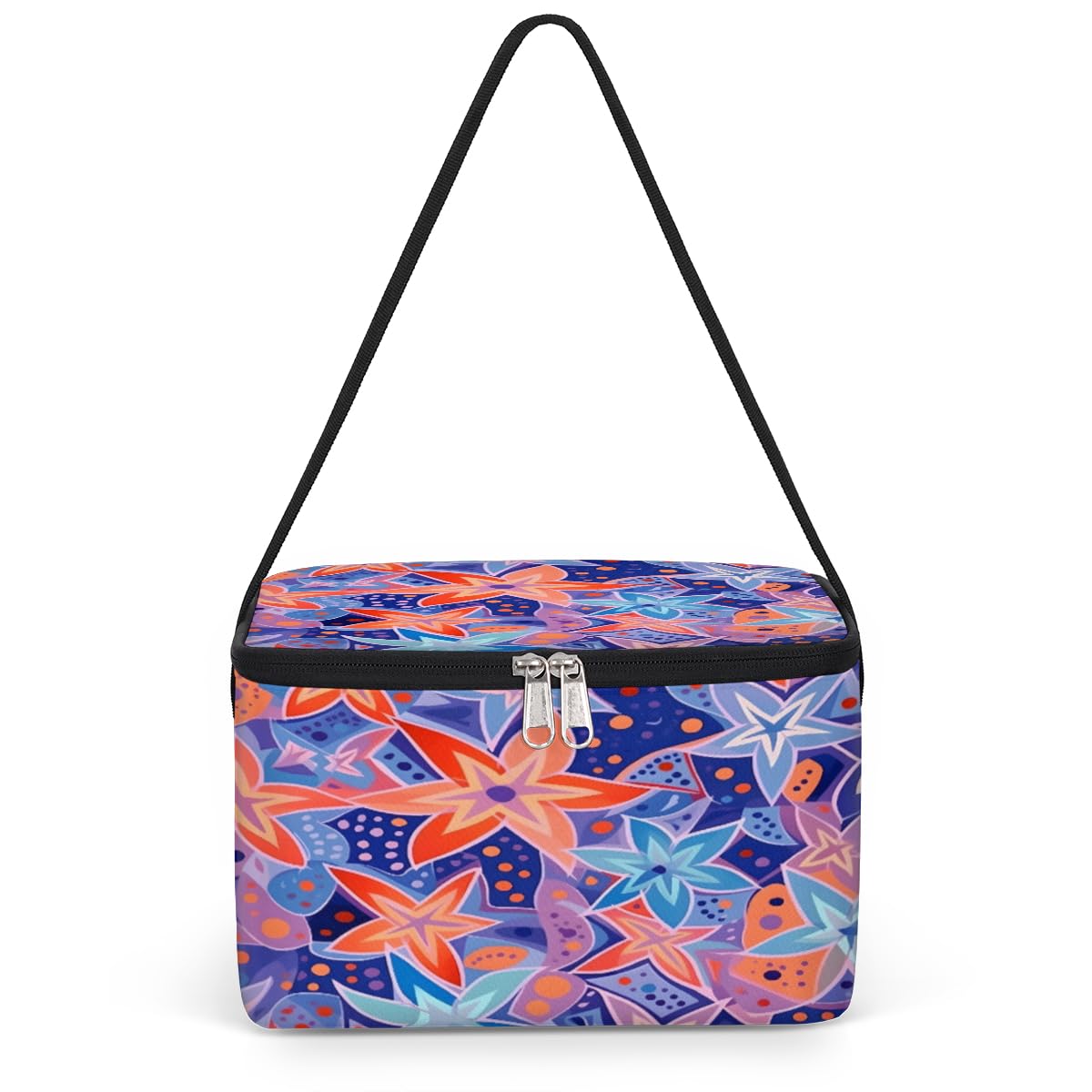 Bright Floral Lunch Bags for Women Men 9 Cans, Hot & Cold Food Delivery Bag Insulated Grocery Bag Insulated Lunch Box Flowers Cooler Bag for Office Work Picnic Beach