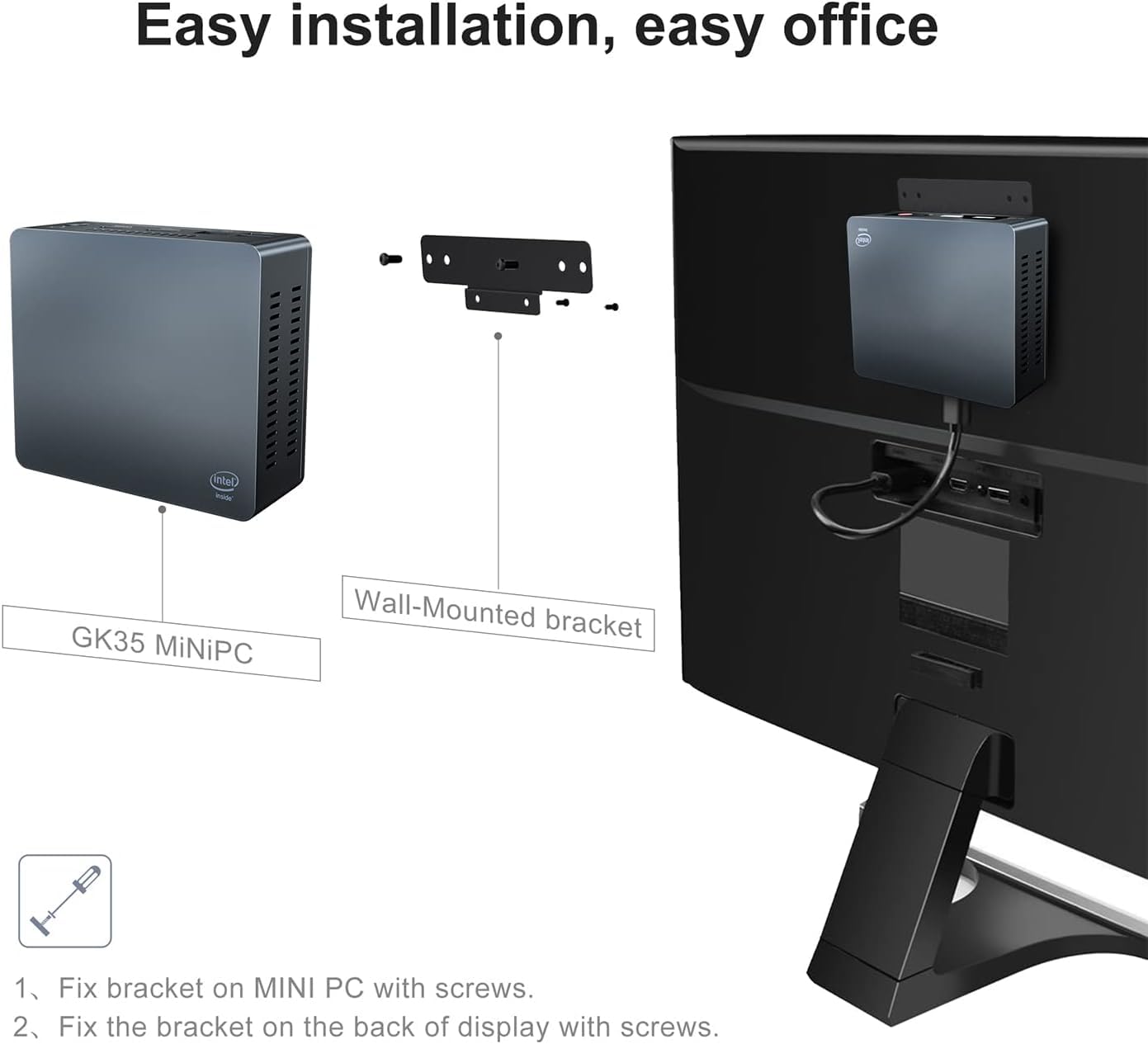 KUYIA Mini PC Windows 10 Pro Intel Celeron J4205 8GB RAM 256GB SSD Portable Desktop Computer for Remote Learning and Home Office Support Dual 4K HDMI WiFi 5G Bluetooth 4.2 VESA Mount — view 9