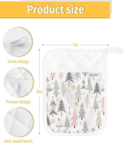 Miniatura 3 de Juego de 4 agarraderas de tela de toalla para cocina, antideslizante y aislante de calor, juego de 4 macetas con bolsillo, guantes gruesos para