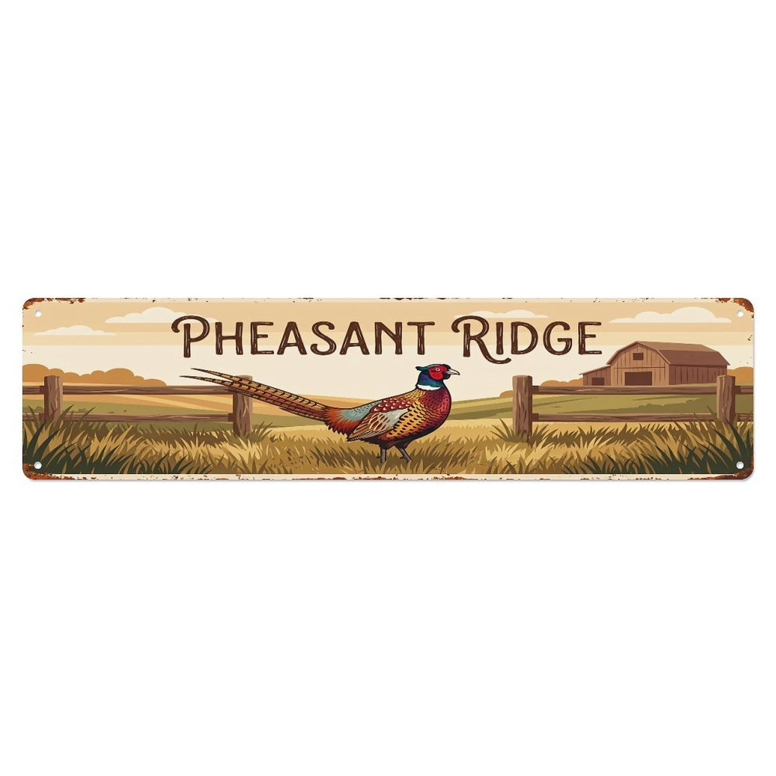 Vintage Pheasant Farm Scene Pheasant Ridge Metal Tin Sign