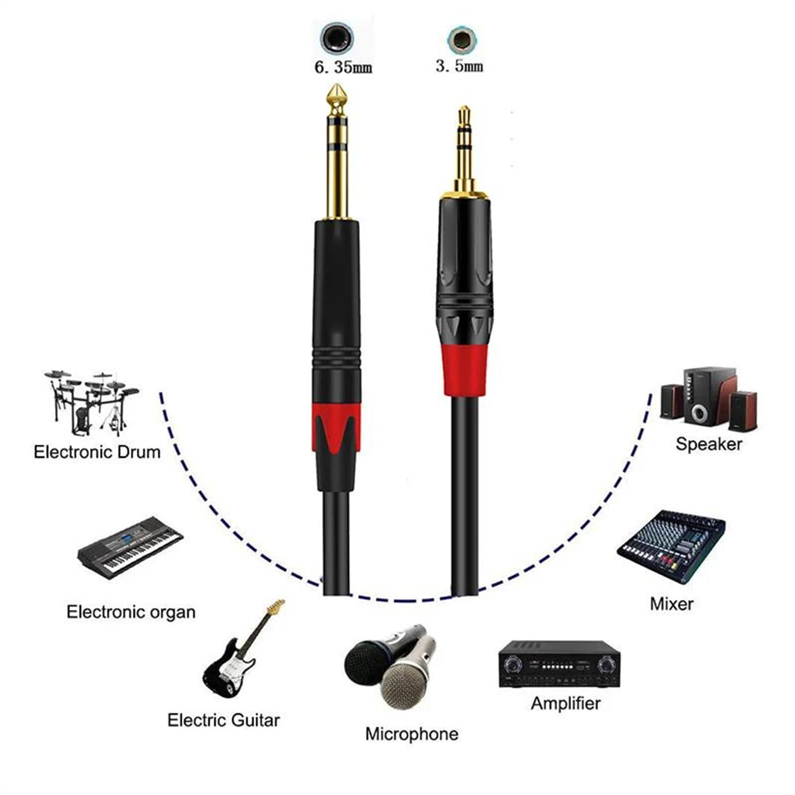 Przewód połączeniowy audio Stereofoniczny kabel audio 3,5 mm do 6, z męskiego na męskie 1-3 m(A,300cm)