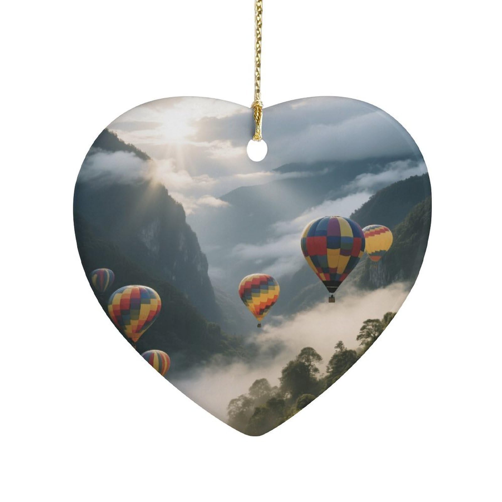 Fekiloot Style Hot Air Balloon Valley Ceramic Ornament Home Decor Keepsake