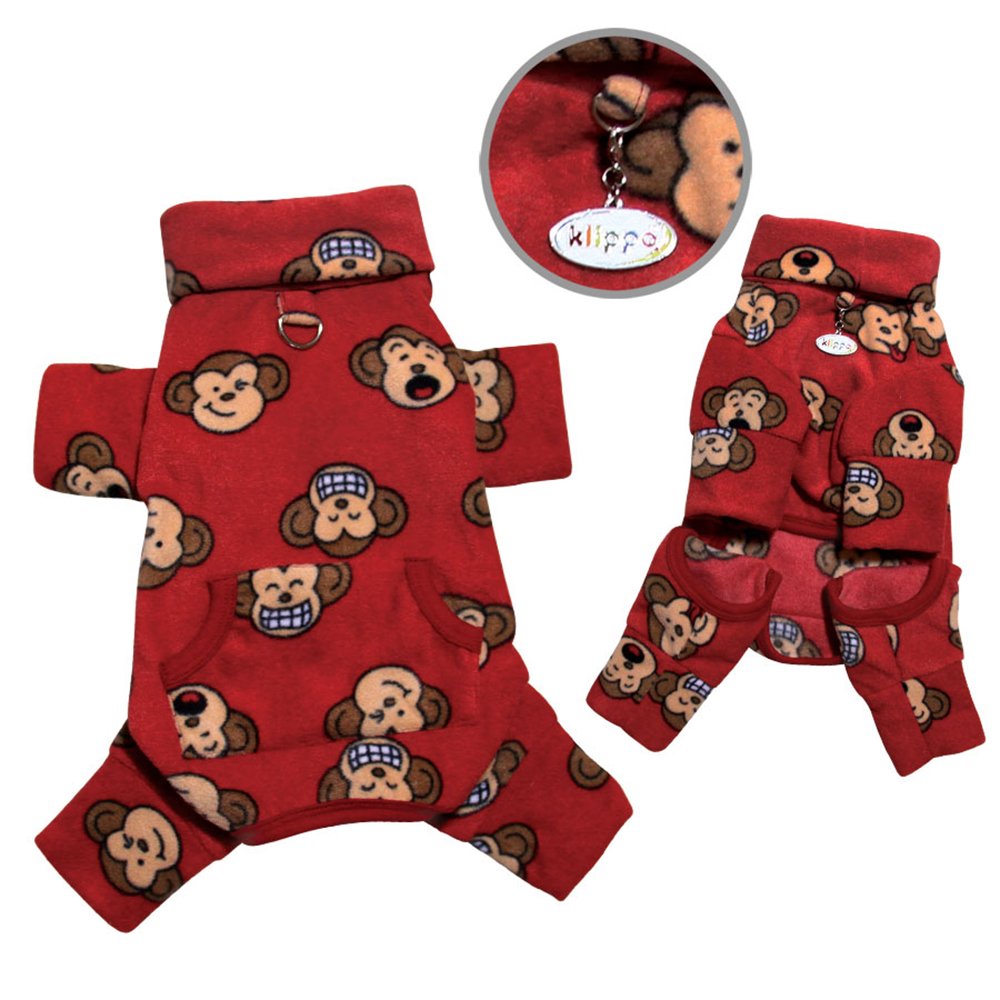 KLIPPO Silly Monkey Fleece Turtleneck Pajamas/Bodysuit/Loungewear/Coverall - Burgundy - X-Large