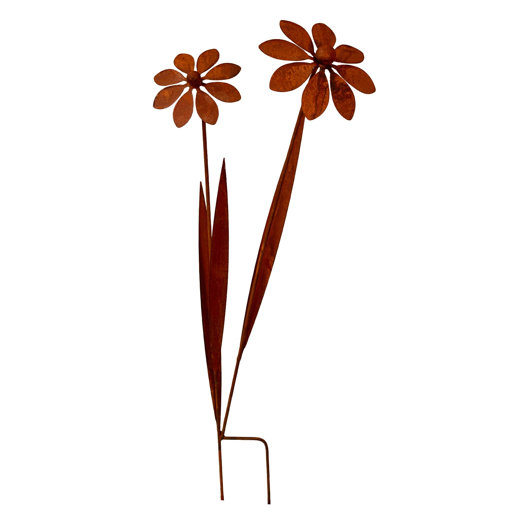 Bornhöft Gartenstecker Doppelblume aus Edelrost Metall Rost Gartendeko Edelrost rostiger Beetstecker 116cm Gartendekoration rostiger Beetstecker