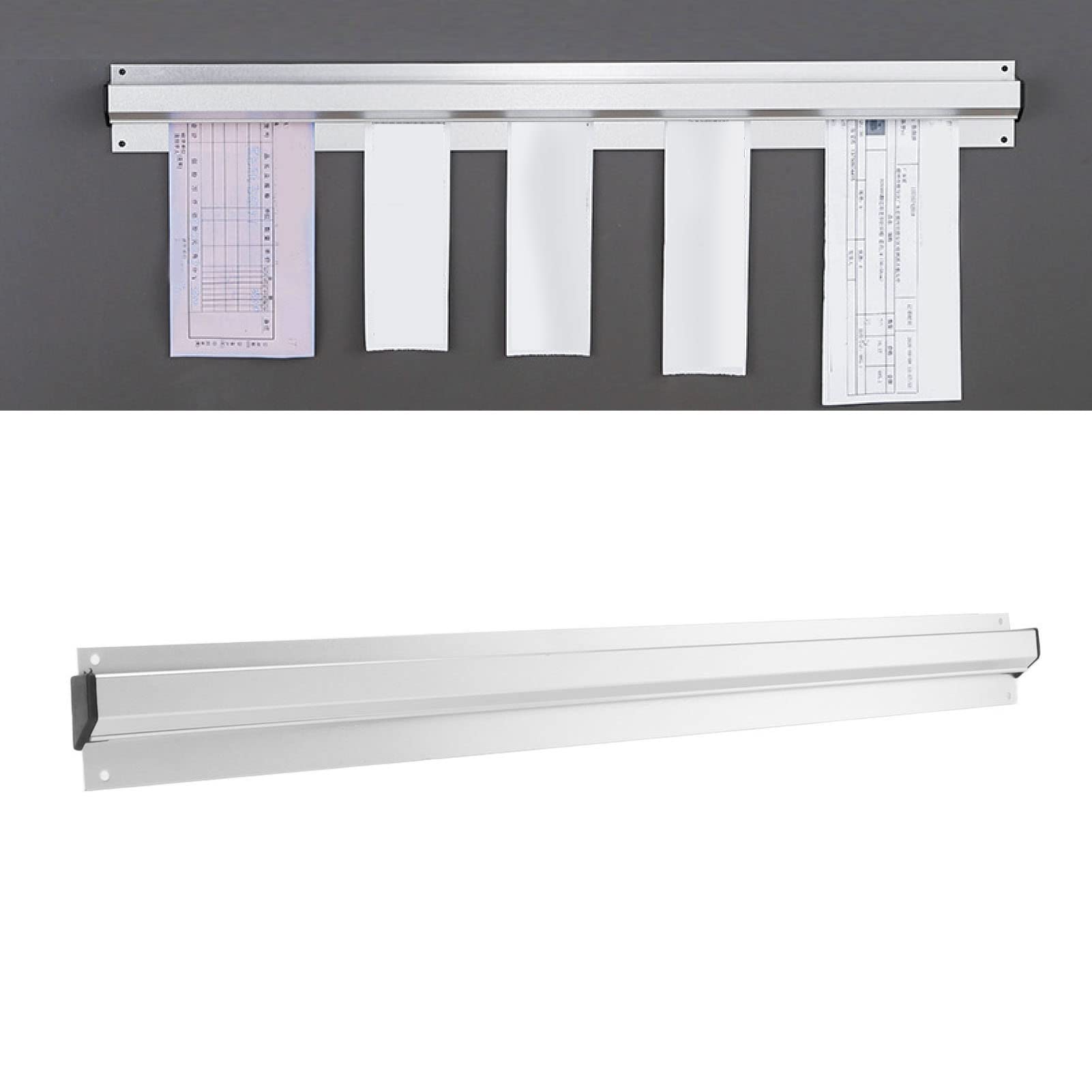 HERCHR Schreibtisch-Quittungshalter, 60 Cm/23,6 Zoll, Restaurant-Tickethalter, Quittungshalter, Aluminiumlegierung, Küchen-Slide-Check-Rack, Slide-Check-Rack, Ticket-Bestellungshalter, Wandhalterung