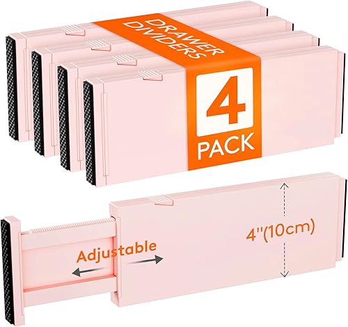 Miniatura 9 de Lifewit Paquete de 12 separadores de cajones de 4 pulgadas de alto de 11.0-17.1 in/11-17 pulgadas, organizador de cajones ajustables para ropa,