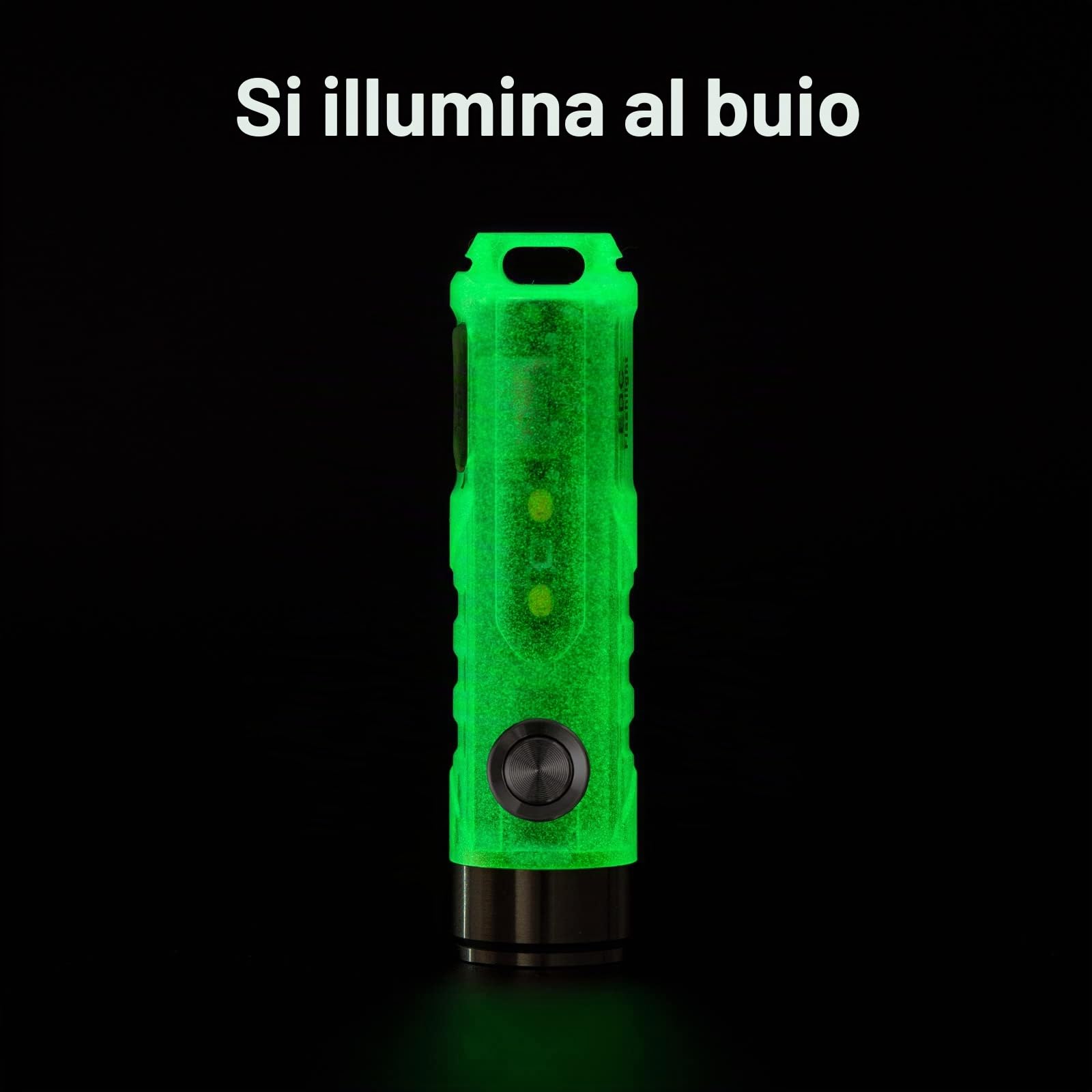 RovyVon A5 G4 Portachiavi Torcia EDC fosforescente,650 lumen, ad alta luminosità, ricaricabile USB C, con luce laterale bianca multifunzionale per uso quotidiano e all'aperto