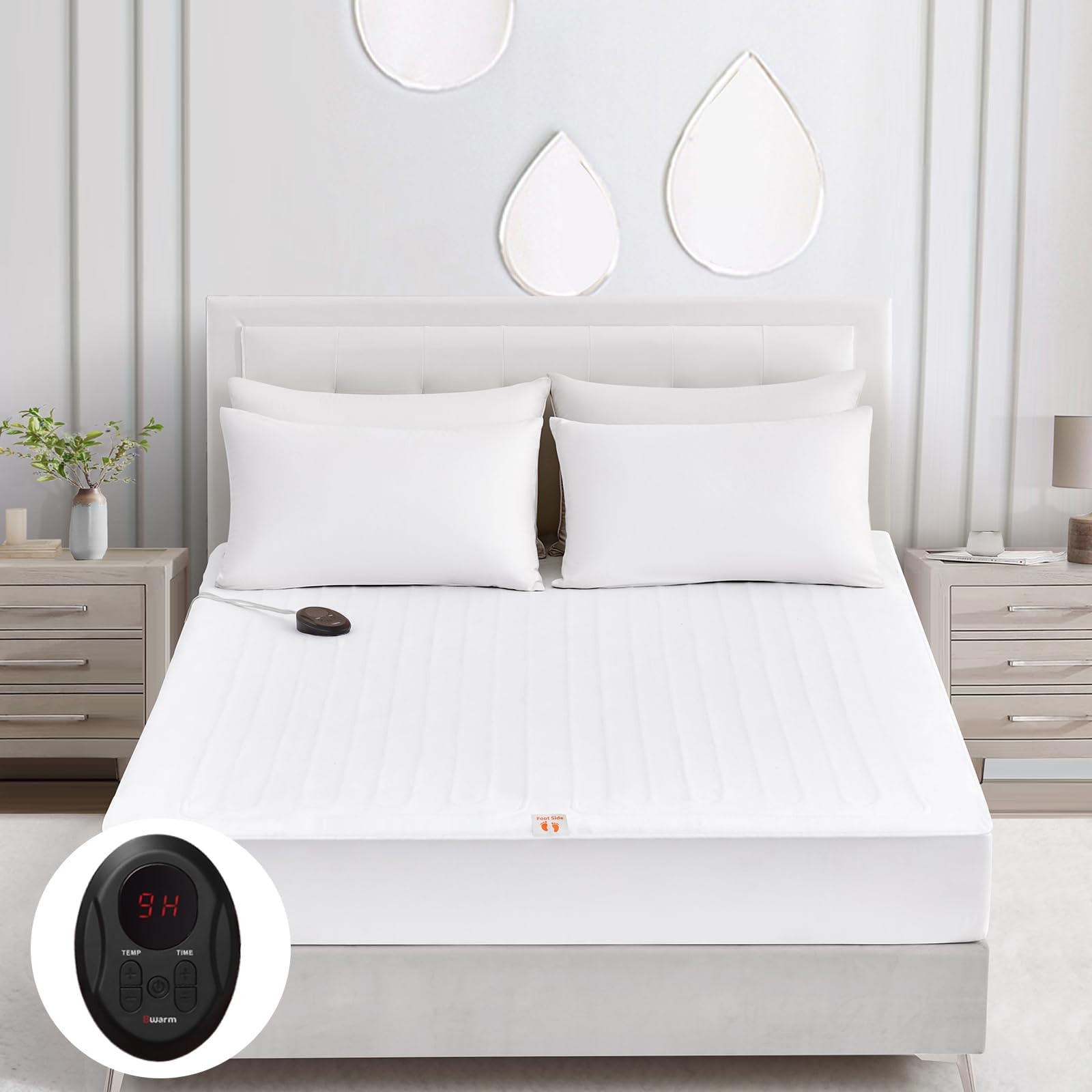 Electric Heated Mattress Pad Full Size, 54" x 75", Bed Warmer, 9 Heat Settings, 1-12 Hours Auto Off, Deep Pocket, Fast Heating, Machine Washable, Soft and Cozy
