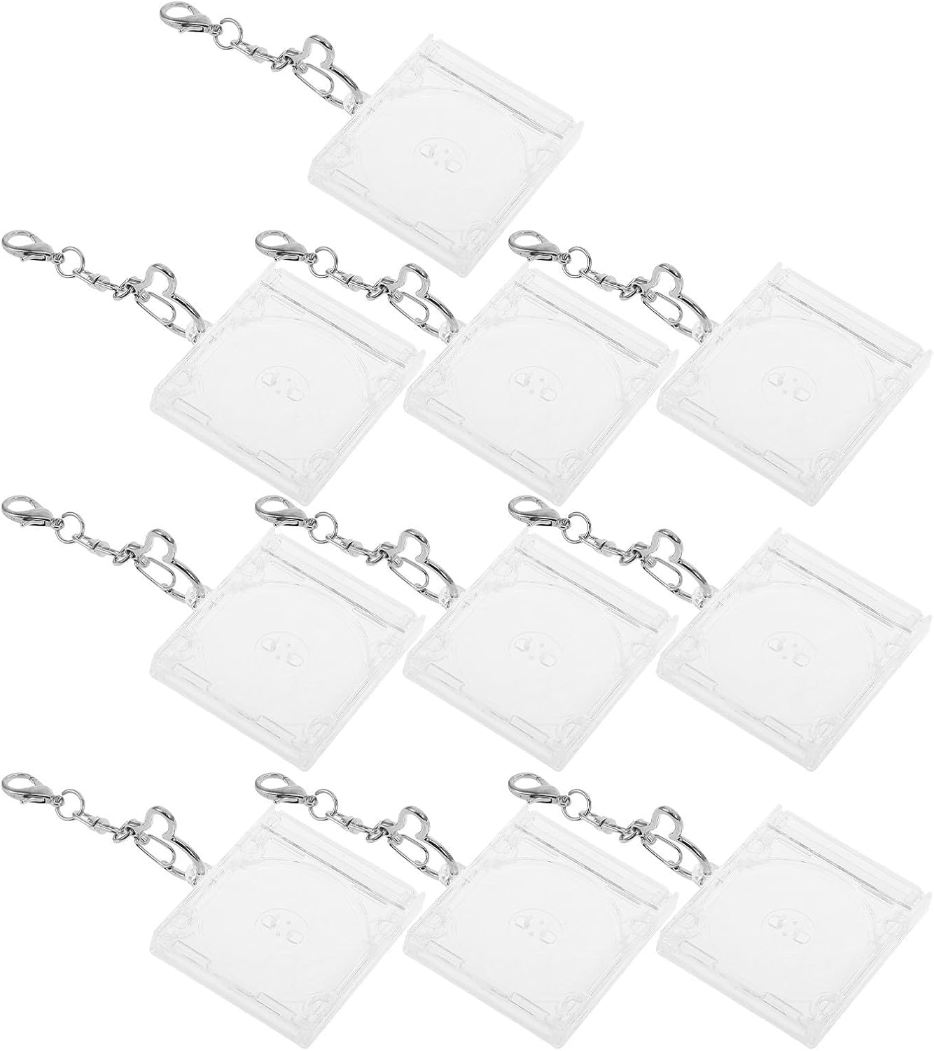 Abaodam 10pcs Mini CD Case Keychain Acrylic Portable Pendant Charm with Silver Keyring, Compact Stylish Accessory for Fans and Music Lovers at School or Fan Events