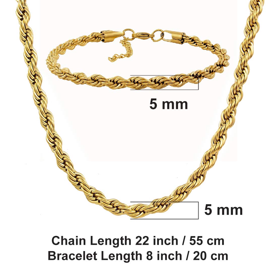 Stainless Steel Chain Necklace Bracelet for Men