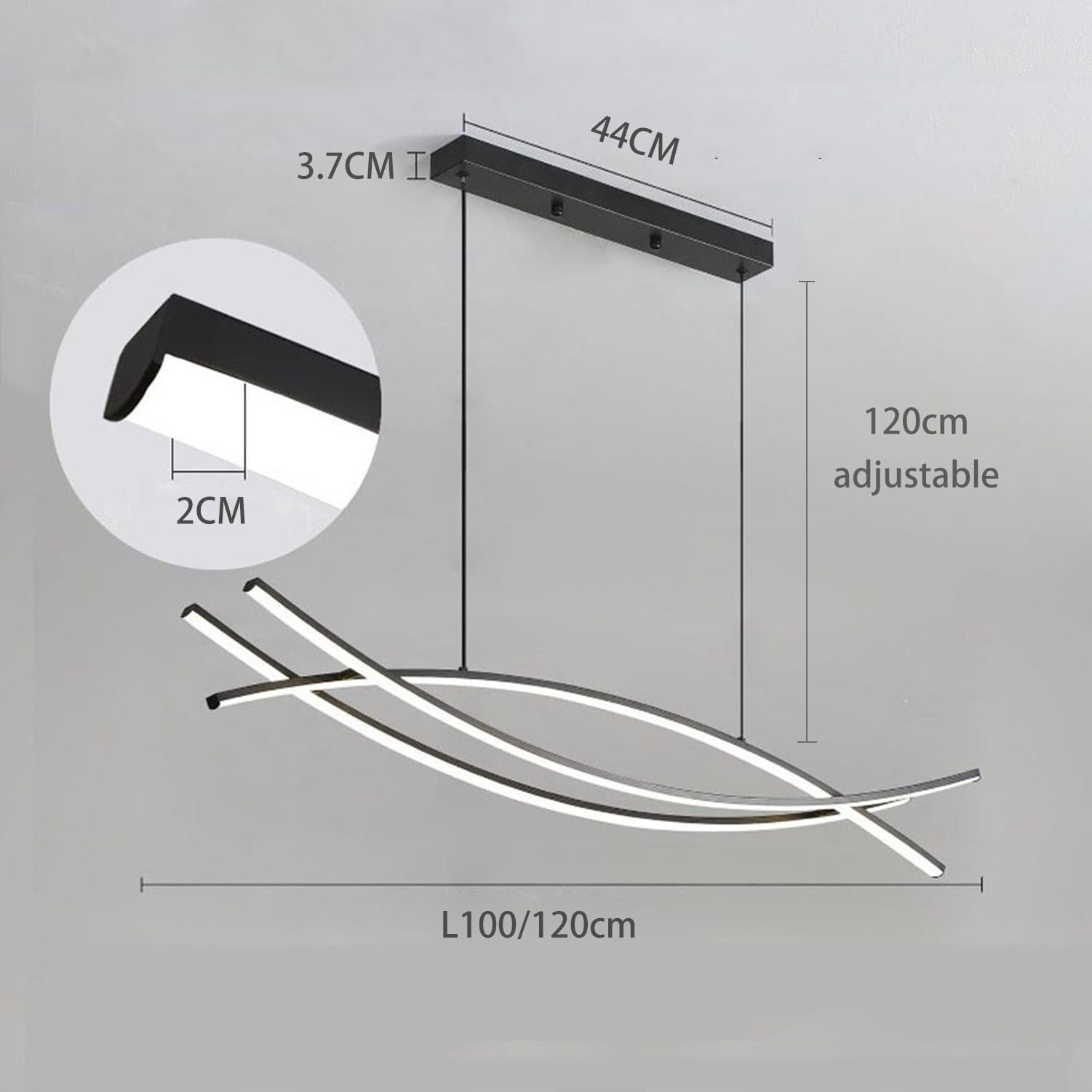 Lámpara Colgante LED Moderna - Altura Ajustable y Dimmable con Mando Incluido, Perfecta para Comedor, Cocina con Isla, Salón, Oficina y Hoteles Plafón LED Regulable (Oro, 100cm)