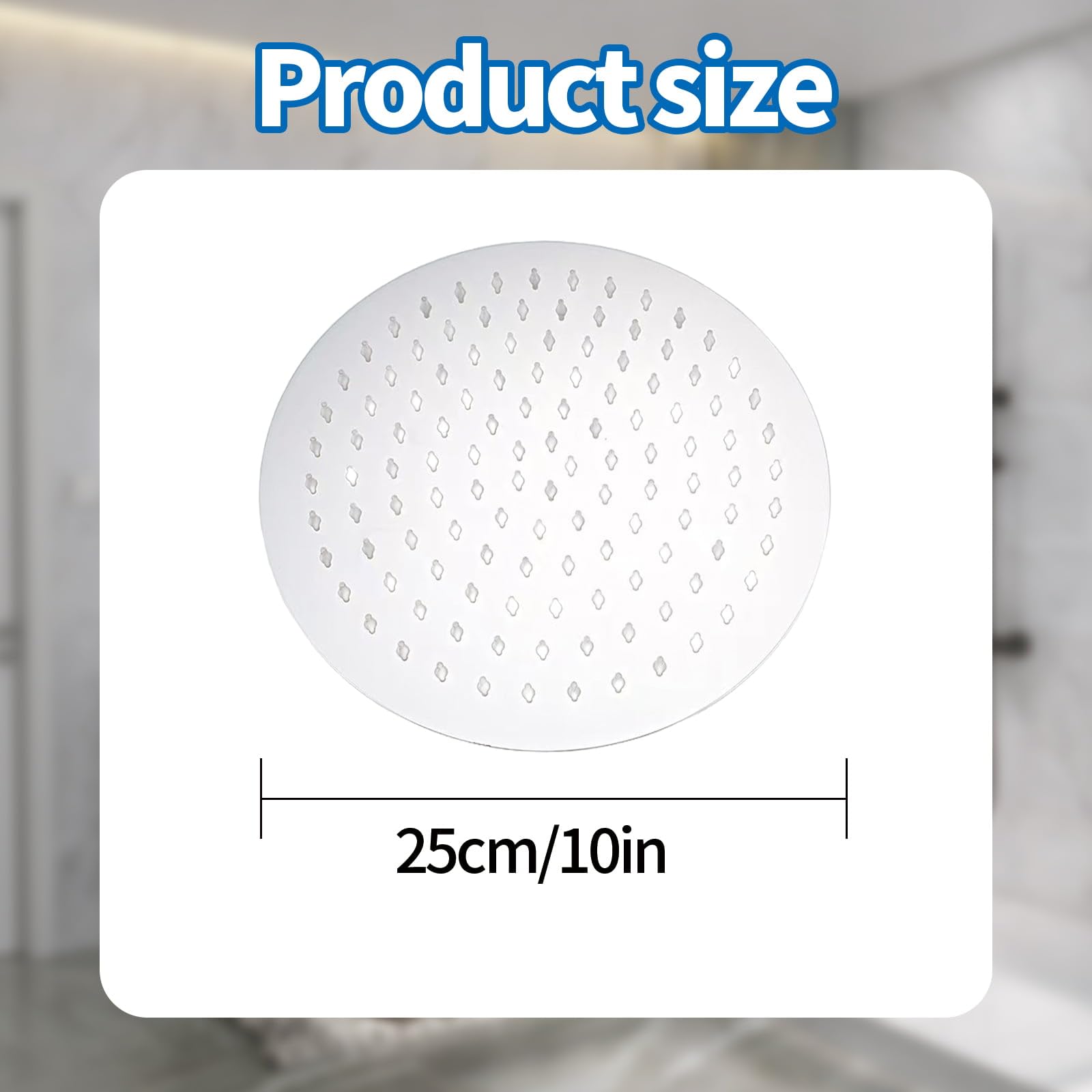 Rain Shower Head 304 Stainless Steel Replacement Rainfall Shower Heads 10'' High Pressure Rainfall Showerhead with Angle Adjustment Silicone Jets for The Ultimate Shower Experience Silvery (Round) - Image 2