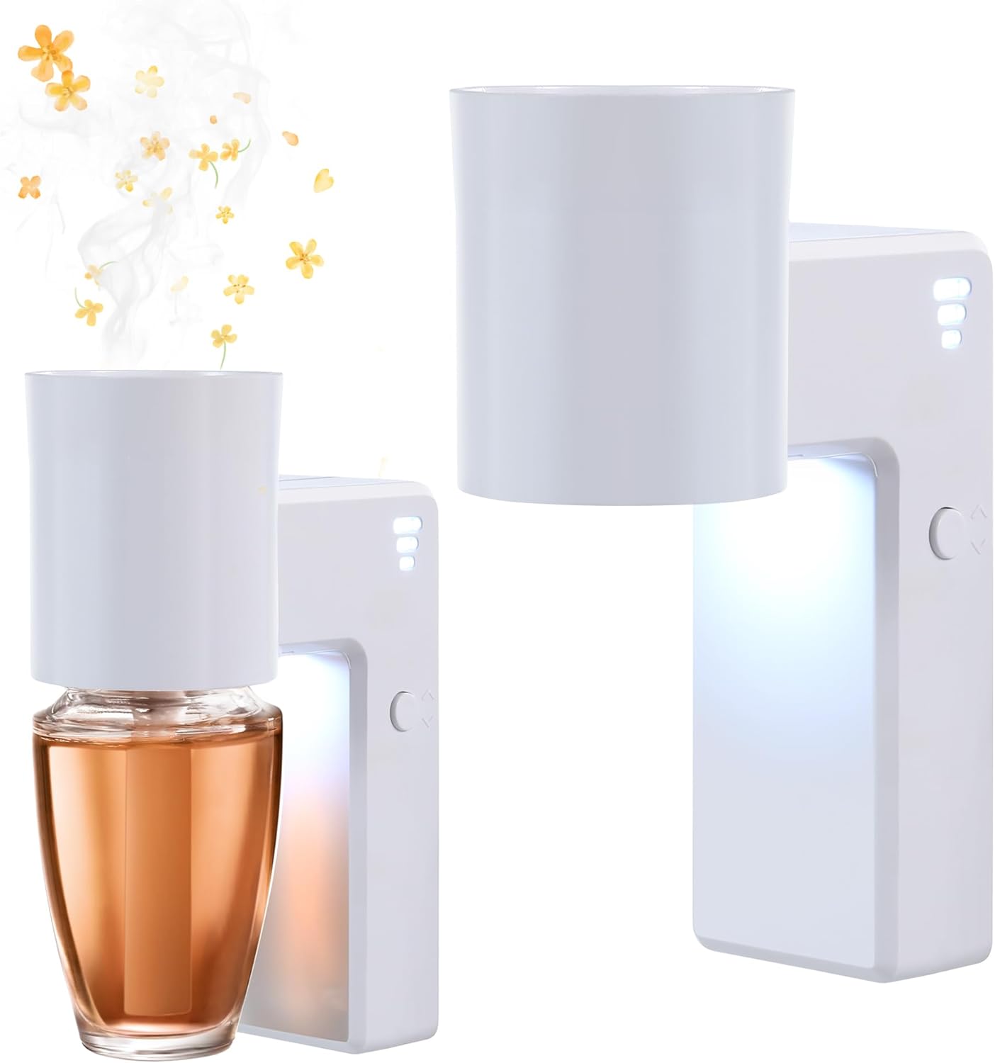 2 Pcs Wall Fragrance Plug in with Night Light Compatible with Bath and Body Works Wallflowers, with 3-Speed Adjustable Fragrance Essential Oil Diffuser for Home, White White 2