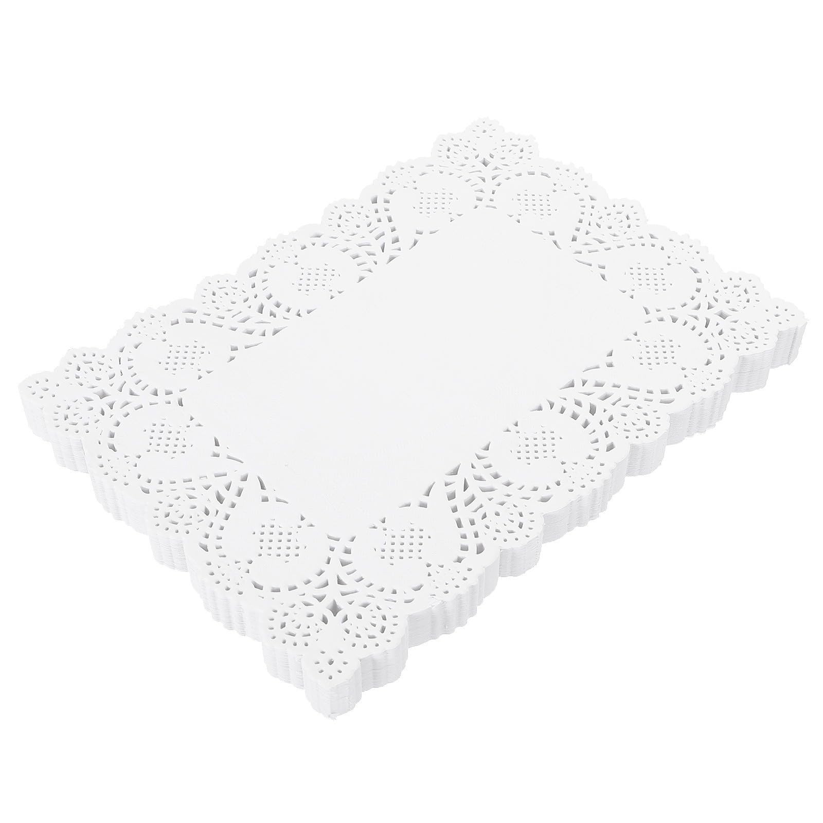 Tapetes de encaje blanco rectangular de papel premium seguro para alimentos y repostería fina