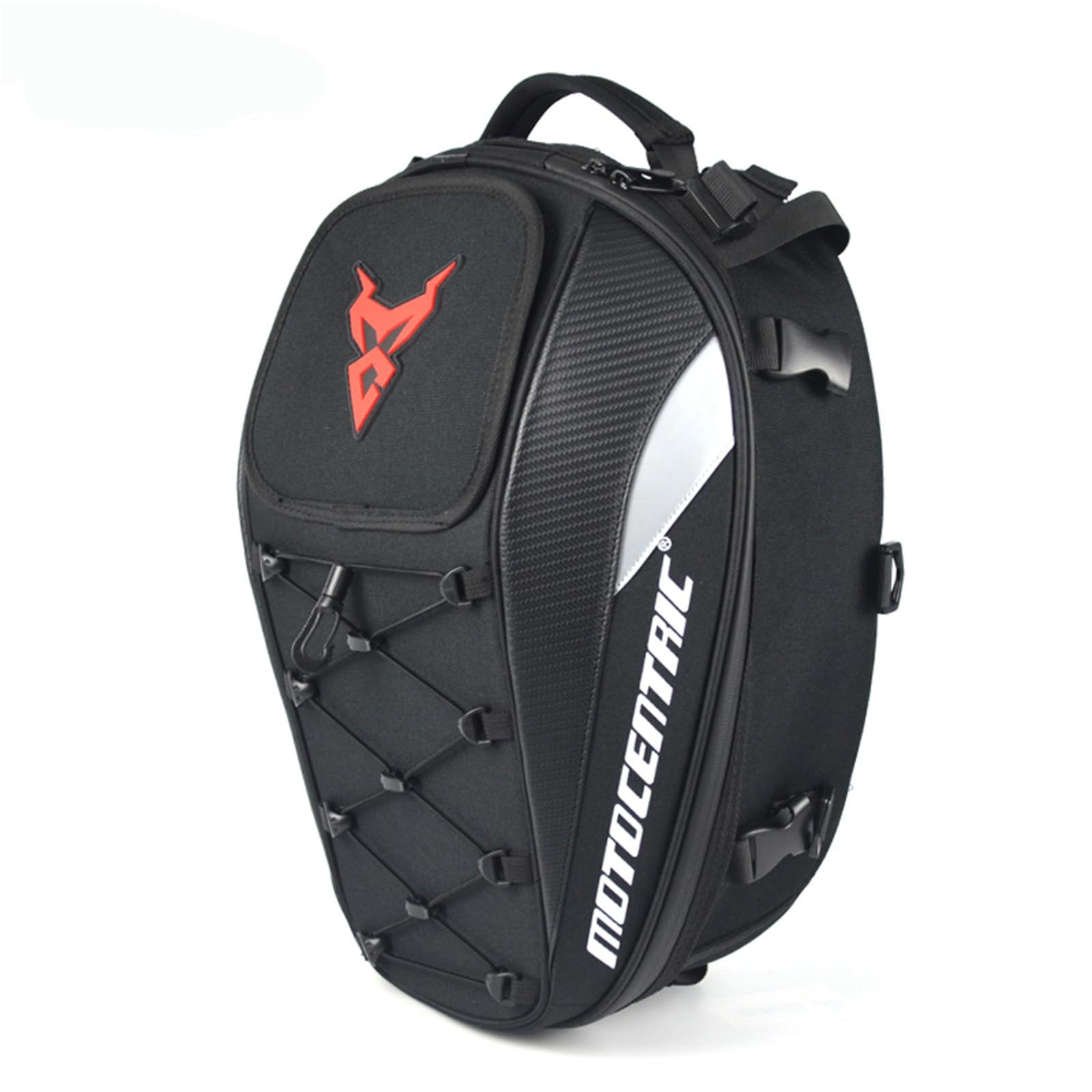 Borsa impermeabile per moto, per coda, con capacità di 38L, multifunzione, borsa per sedile posteriore della moto, borsa per moto ad alta capacità, zaino per motociclista (Rosso)