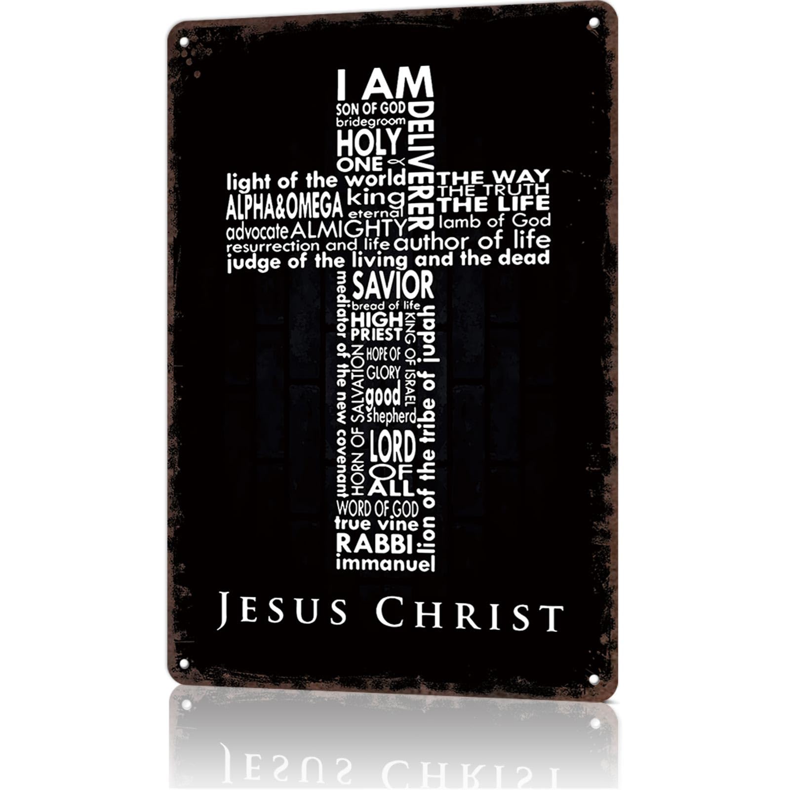 KWQDOZF Vintage Metal Signs Names Of Jesus In Cross Funny 8x12inch